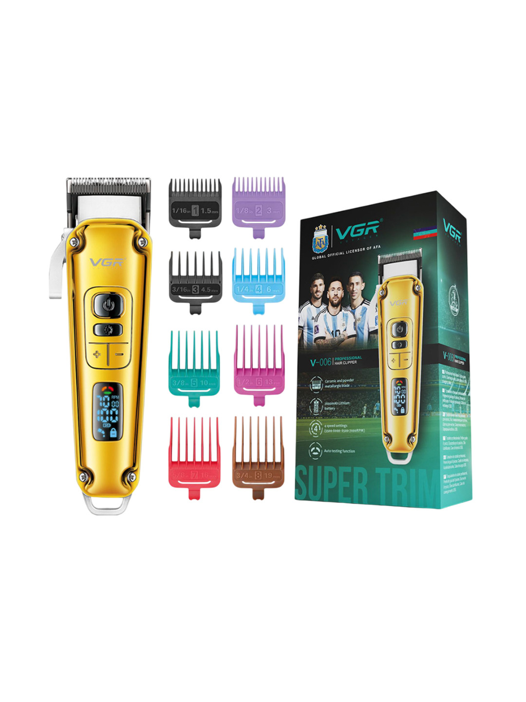 VGR V-006 LED & RPM Display Trimmer with 250-Min Runtime & 9 Length Settings - Gold