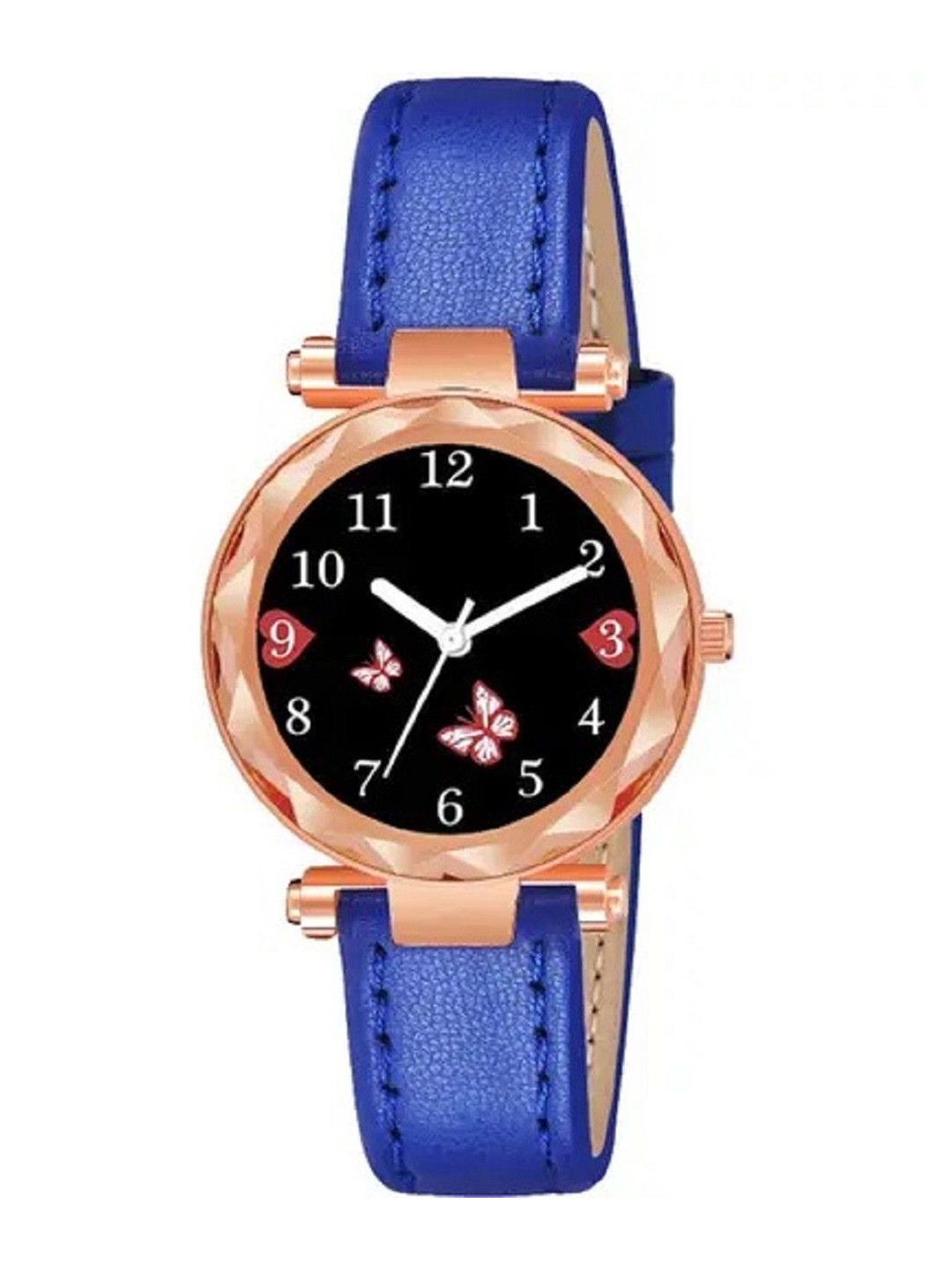 WATCHSTAR Women Butterfly Design Dial & Leather Strap Analogue Watch Fudedi Leather BlueWS