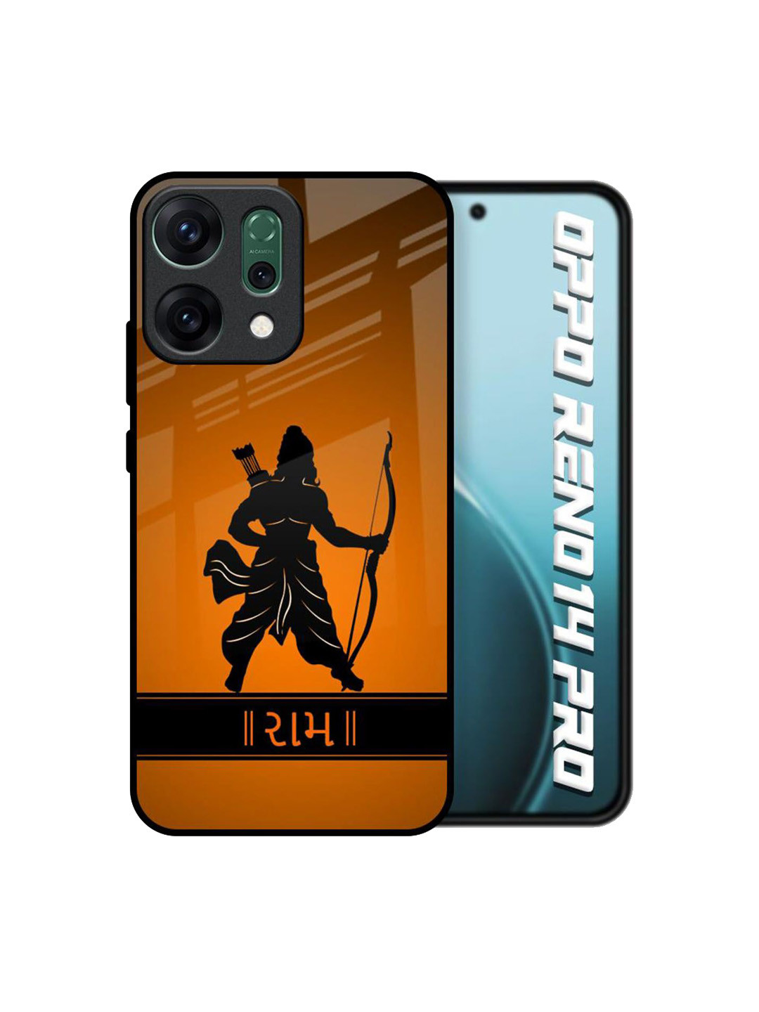 QRIOH Unisex Halo Rama Glass Case for Oppo Reno14 Pro 5G Back Case Mobile Accessories