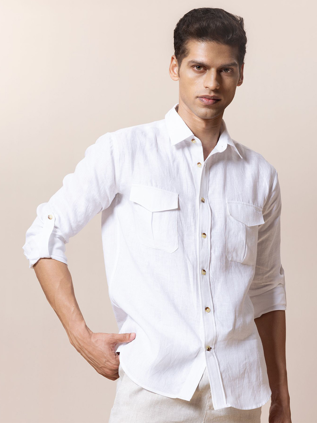 LOVE PANGOLIN Two-Pocket Hemp Shirt