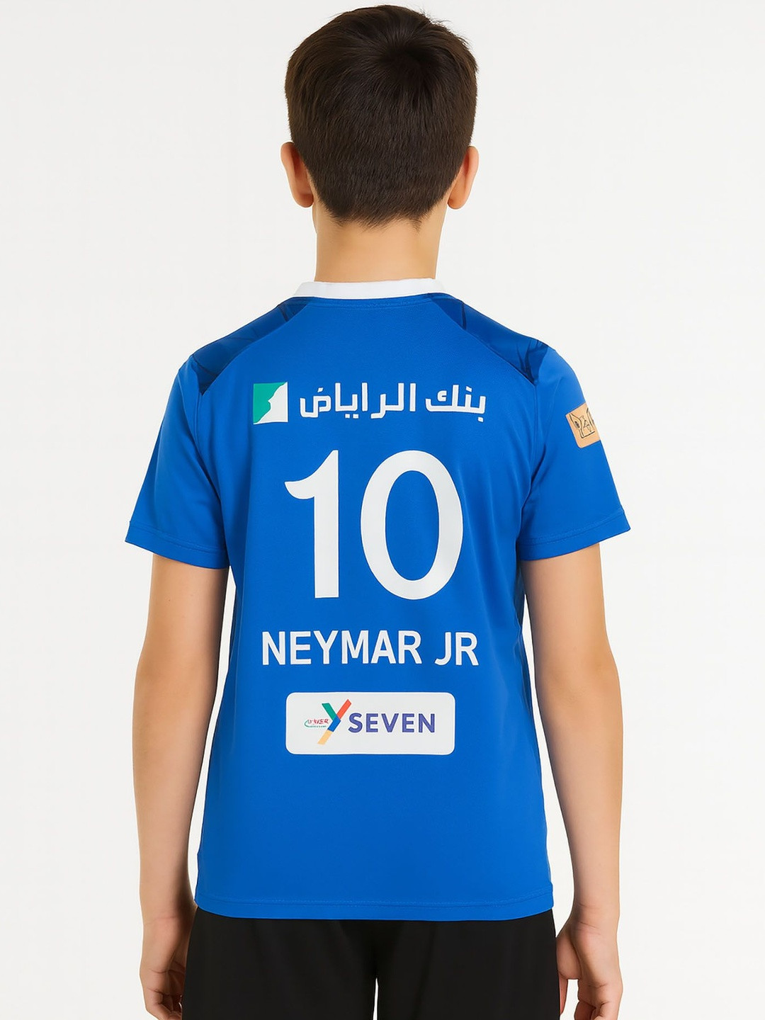 dostitch Boys Blue Sports Soccer Alhilal Club Neymar Jr Home Jersey T-Shirt