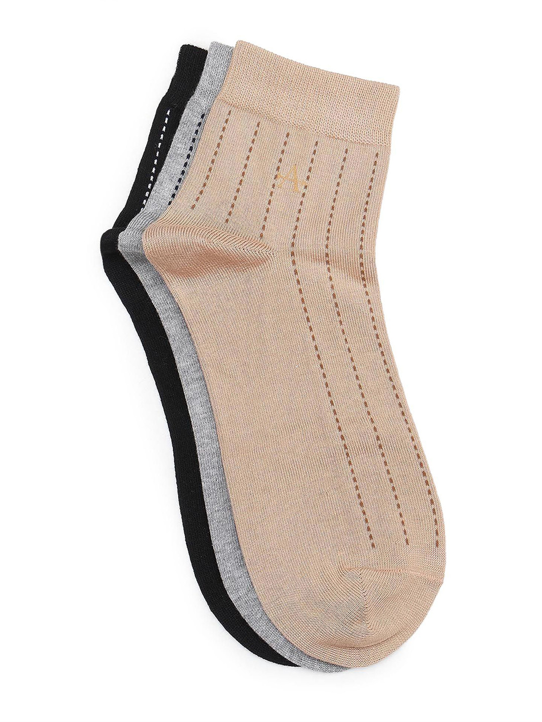 Arrow Men Pack Of 3 Pair Striped Pure Cotton Ankle Length Socks
