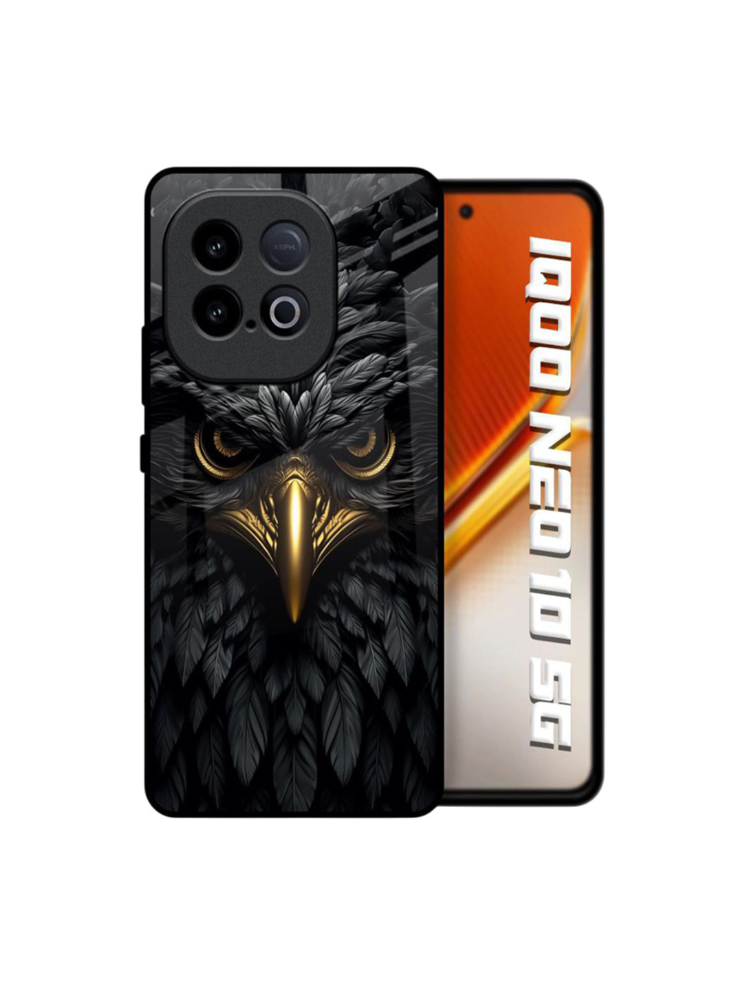 QRIOH Scary Eagle Eye Printed iQOO Neo 10 5G Glass Back Case Mobile Accessories