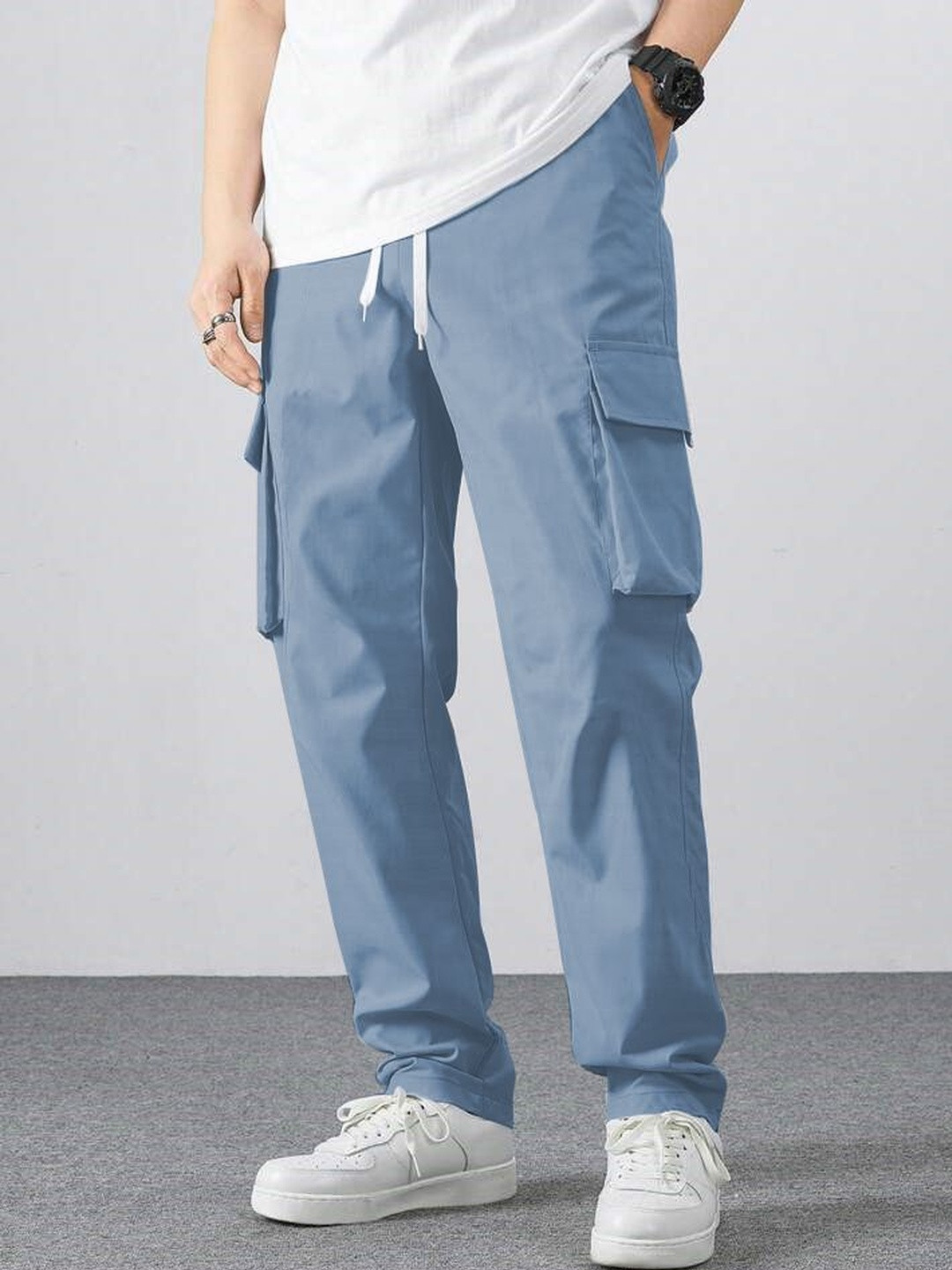 Moda Rapido Men Teal Solid Regular Fit Linen Track Pants