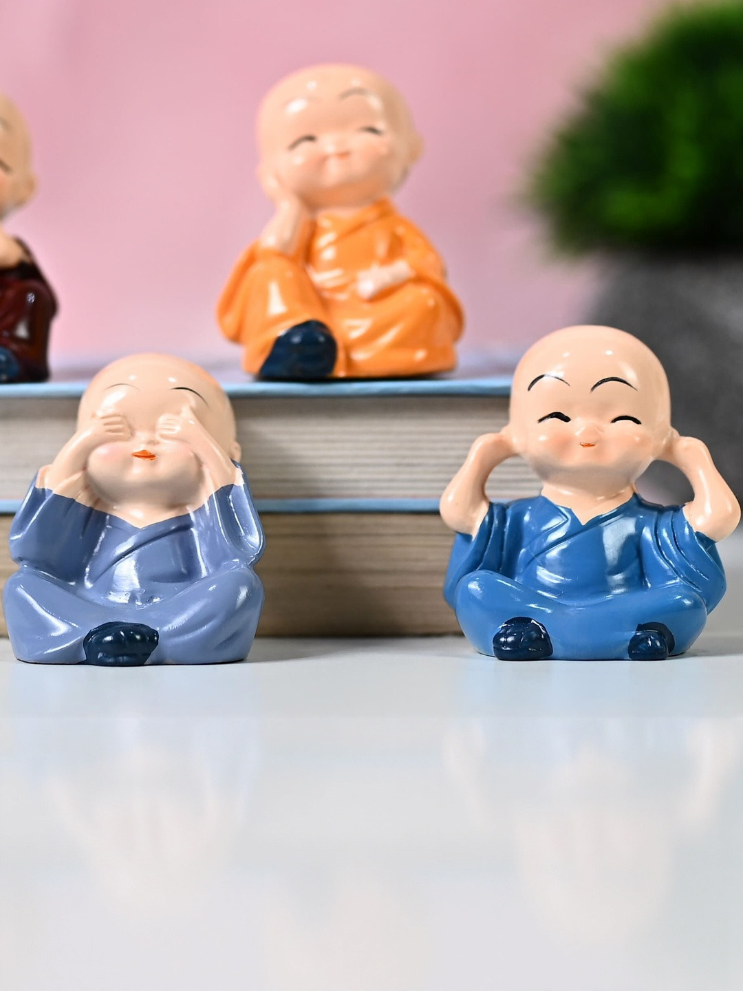 HINDCRAFT  Pack Of 3 Mini Buddha Monk Statue Set