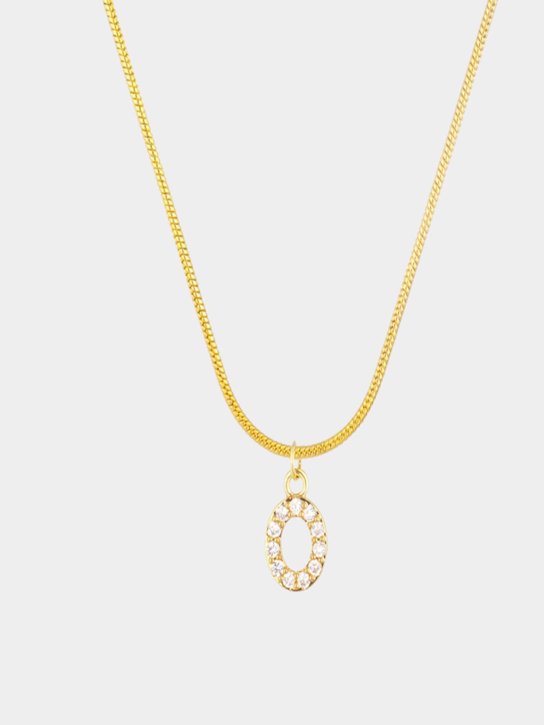 AQUASTREET 18K Gold Plated Anti-Tarnish Zircon Initial Letter O Pendant Necklace