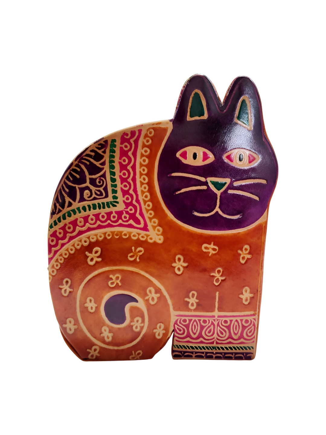 MAATIR DESIGNS Printed Leather Cat Coin Box