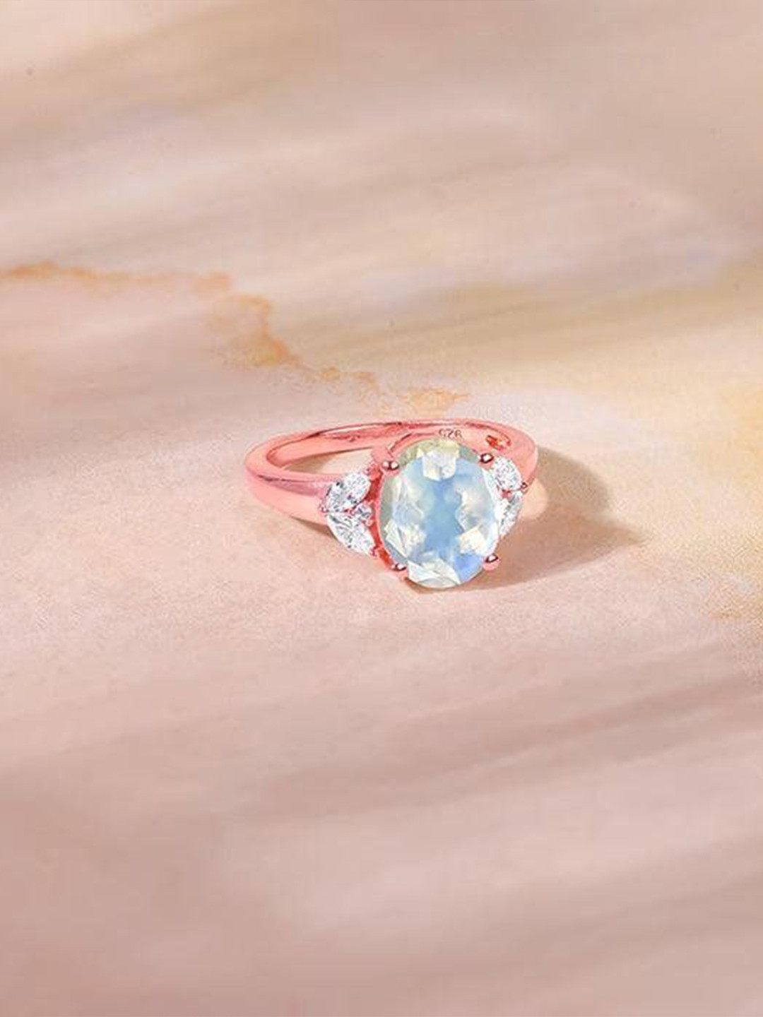 GIVA 925 Silver Rose Gold Elegance Moonstone Ring