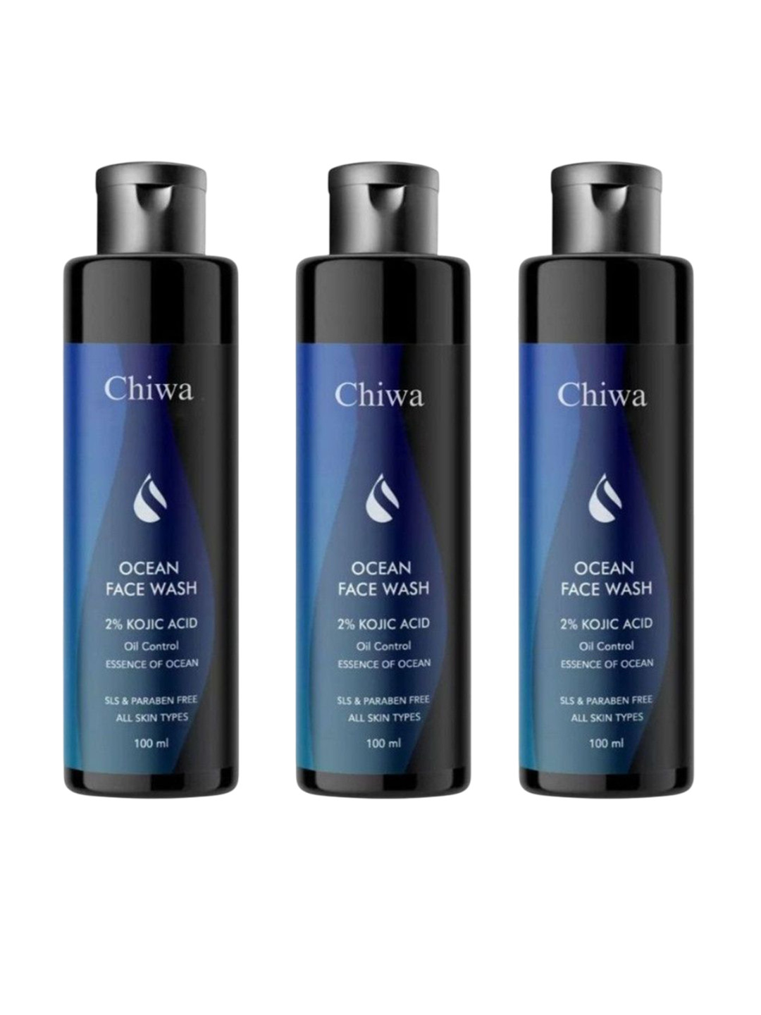CHIWA Set Of 3 2% Kojic Acid Ocean Face Wash - 100 ml Each