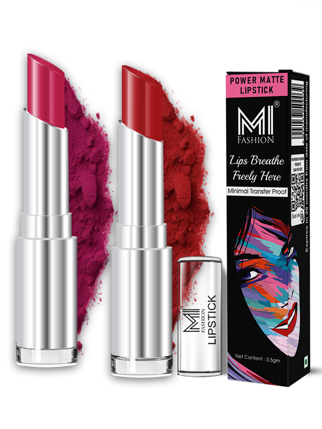 MI FASHION  set of 2 Super Matte Deep Magenta Old Red Brick Matte Liquid Lipstick