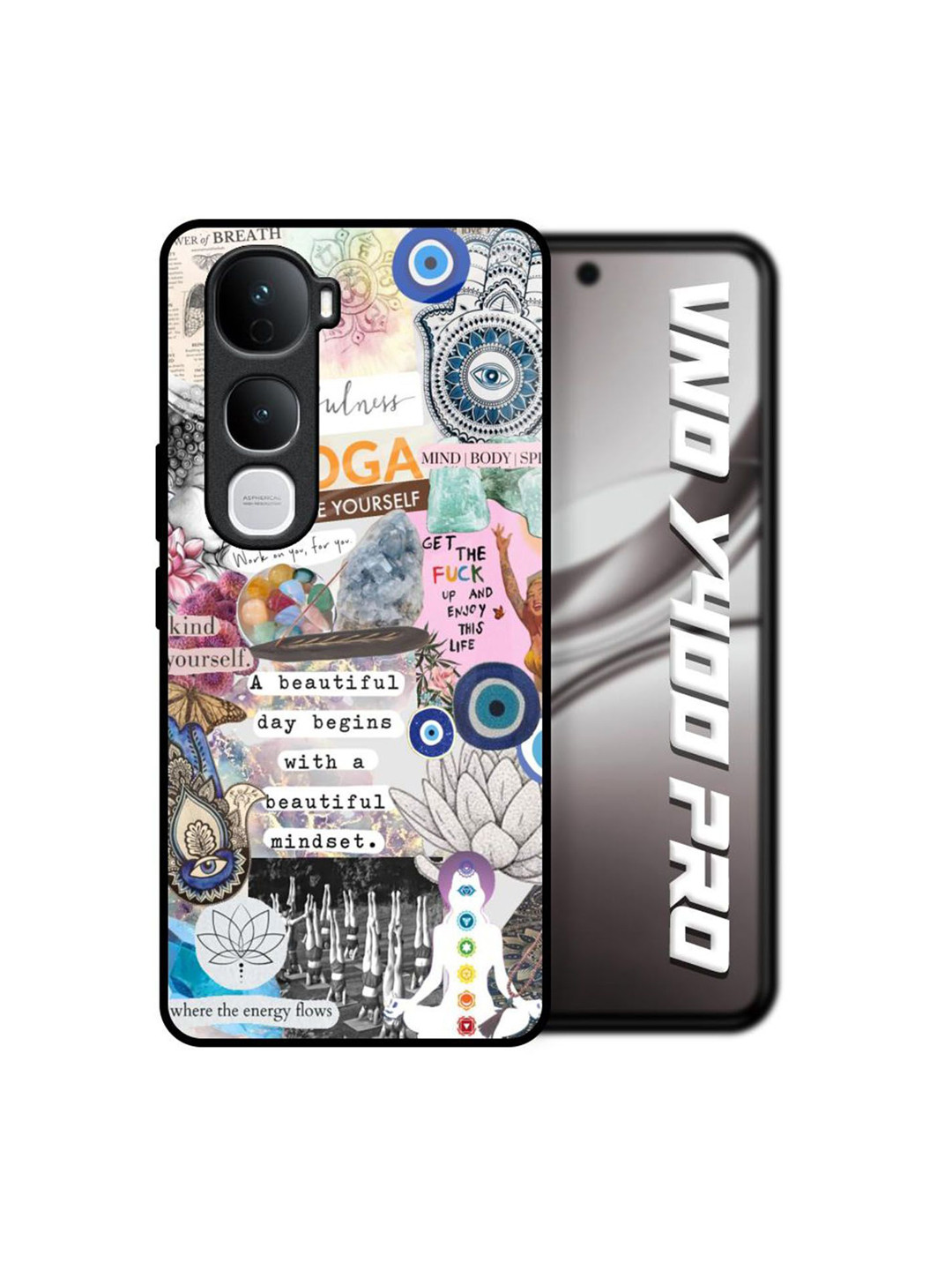 QRIOH Divine Flow Printed Vivo Y400 Pro 5G Glass Back Case Mobile Accessories