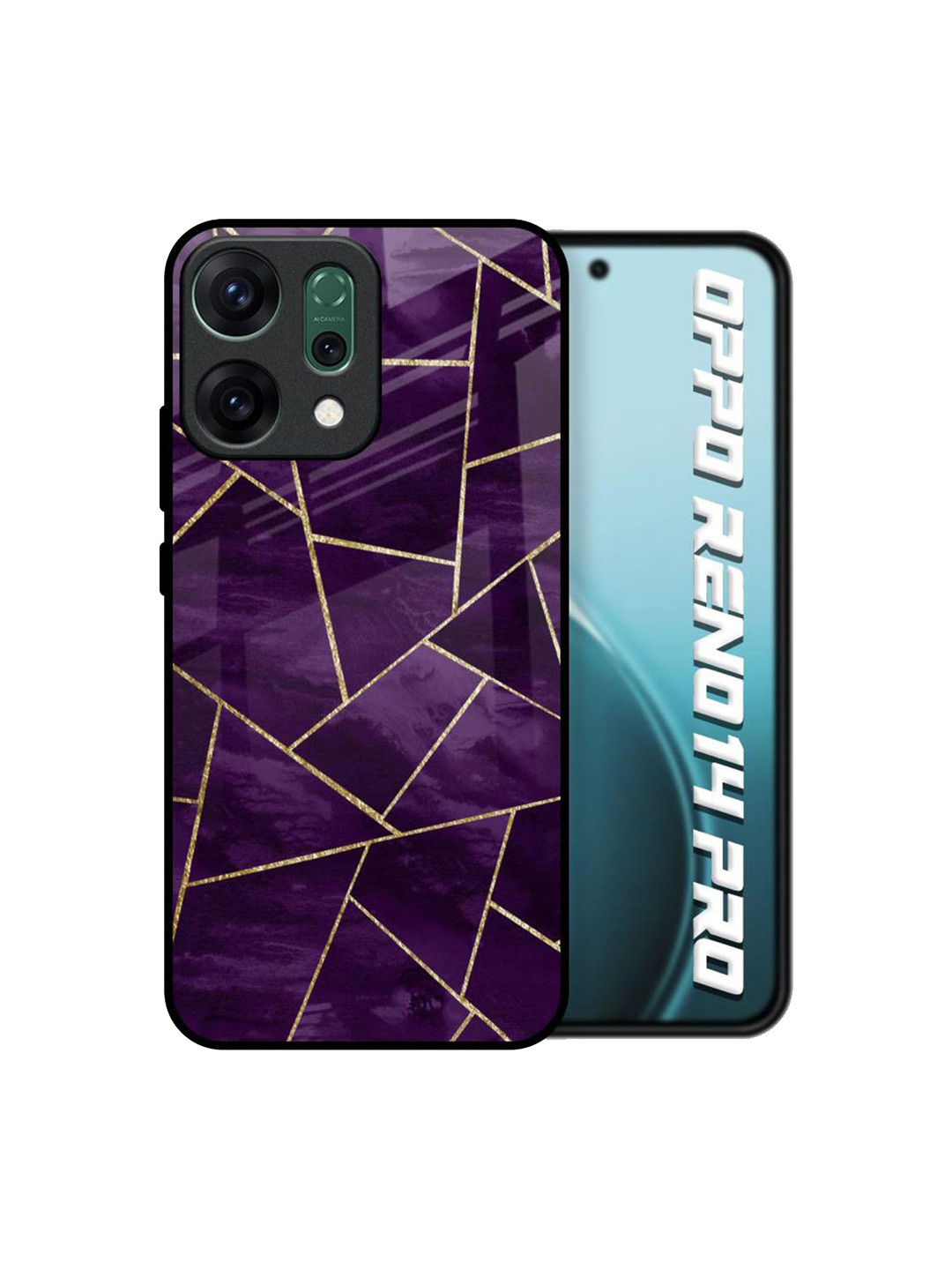QRIOH Geometric Purple Oppo Reno14 Pro 5G Back Case Mobile Accessories