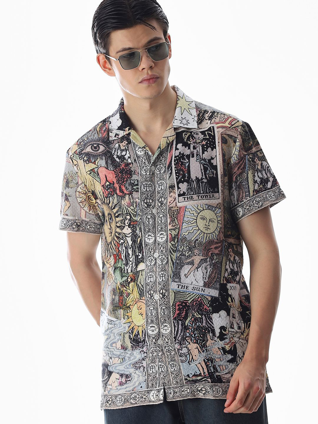 Jack & Jones Men Graphic Printed Cuban Collar Cotton Casual Shirt