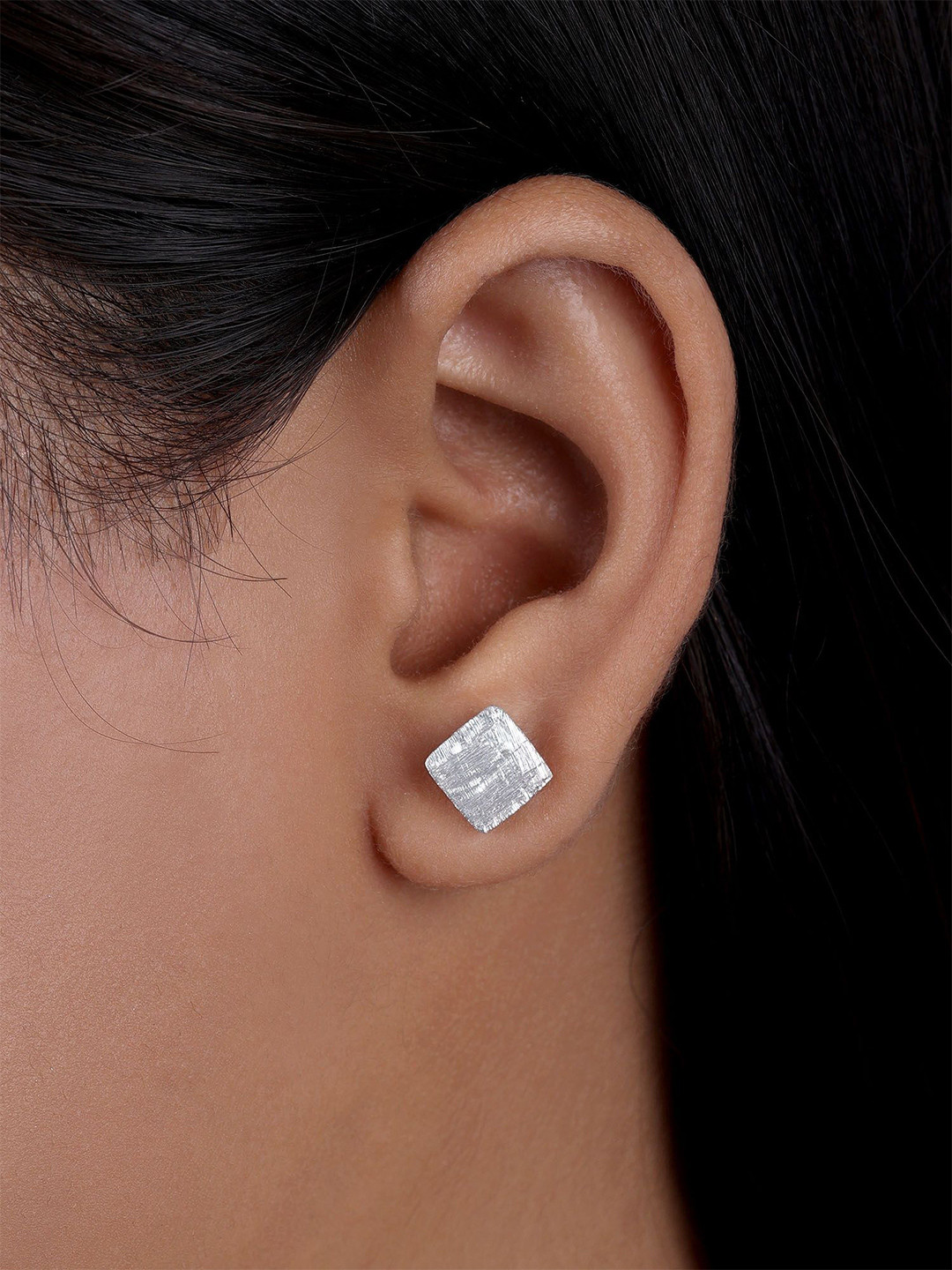 Tweov 925 Sterling Silver Rugged Square Stud Earrings