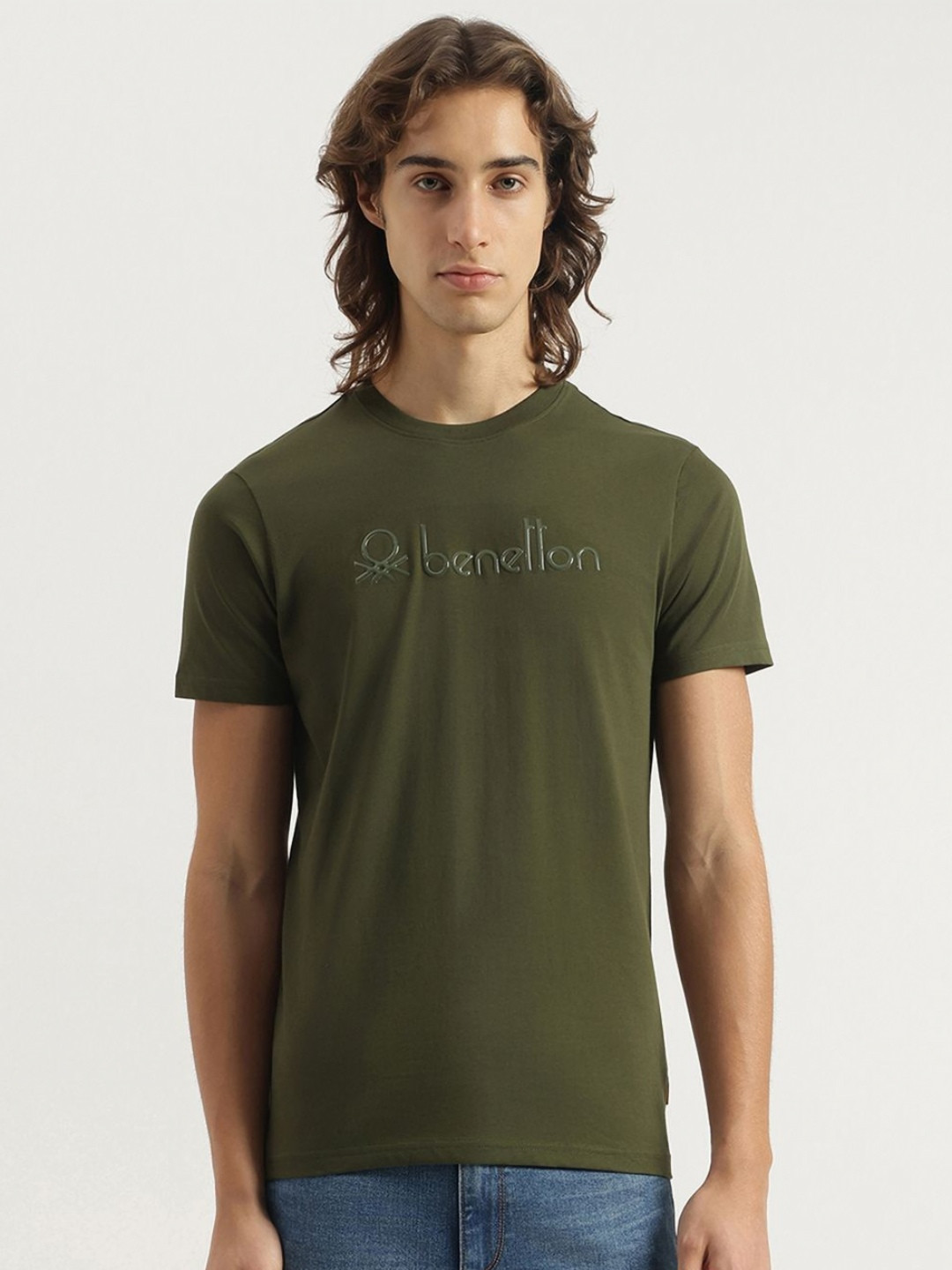 United Colors of Benetton Brand Logo Round Neck Pure Cotton Regular Fit T-shirt