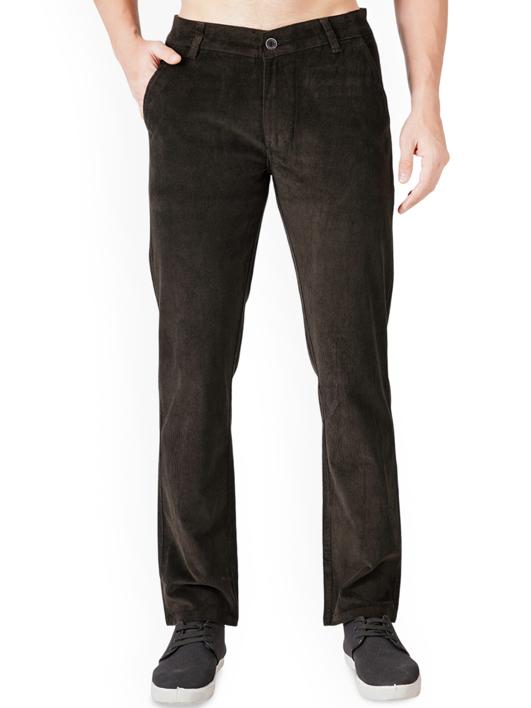 FLAKED Men Smart Regular Fit Mid-Rise Chinos Trousers