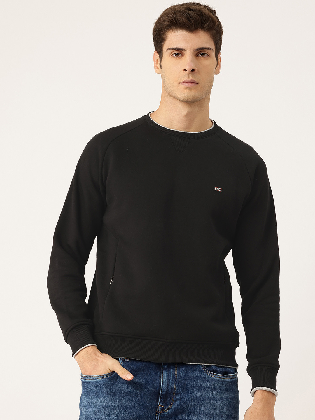 Monte Carlo Raglan Sleeves Cotton Sweatshirt with Inner Fleece