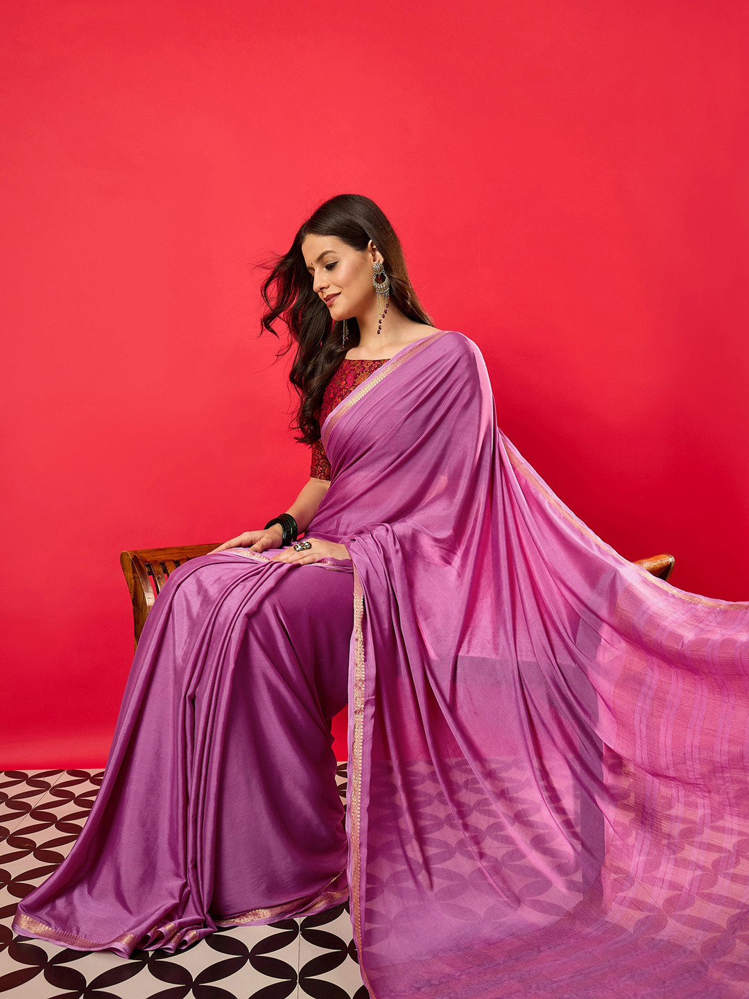 all about you Solid Mysore Silk Saree With Woven Design Zari Border