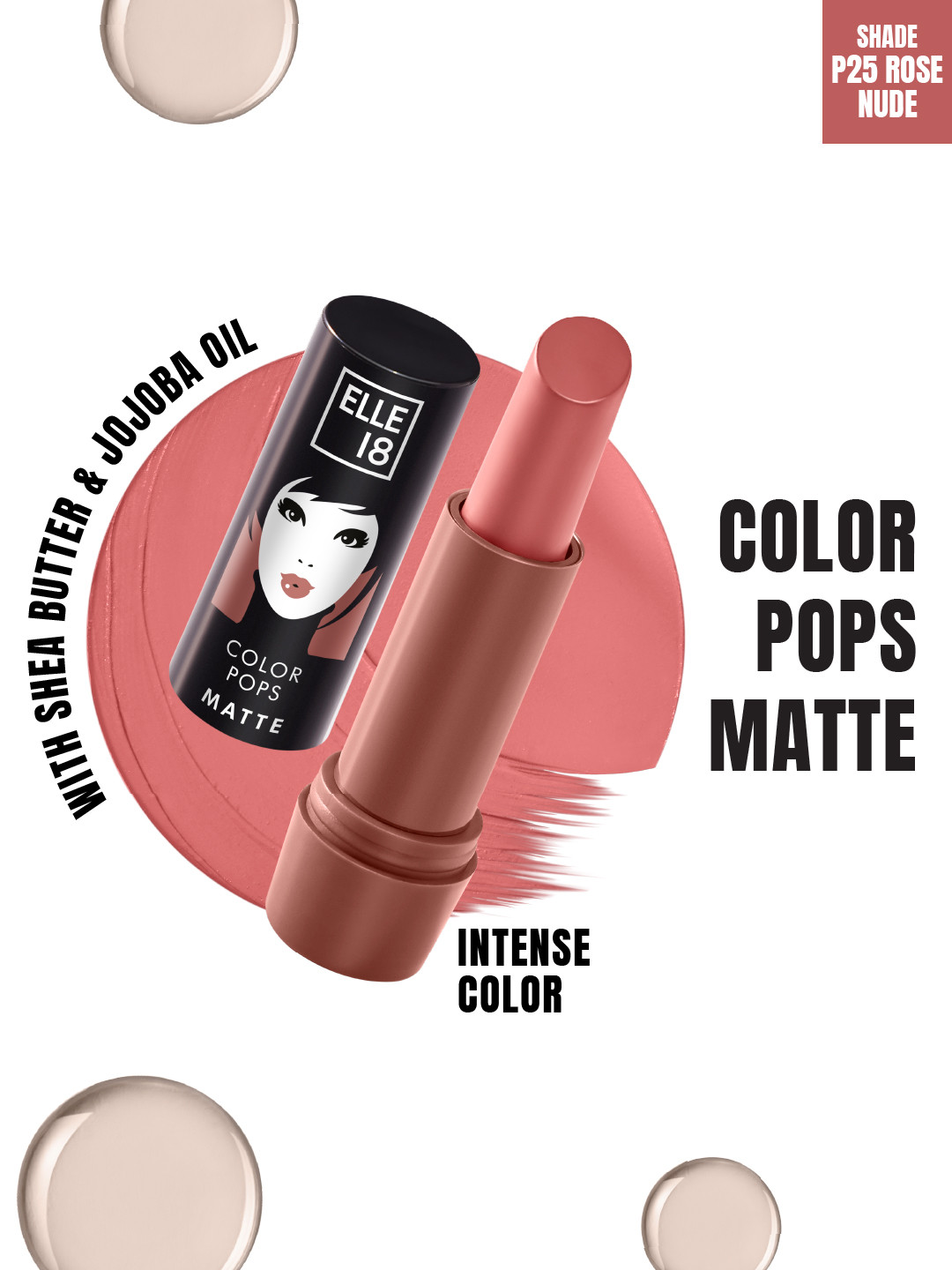 ELLE 18  Color Pop Moisturising Matte Lip Color With Jojoba Oil  4.3g - P25 Rose Nude