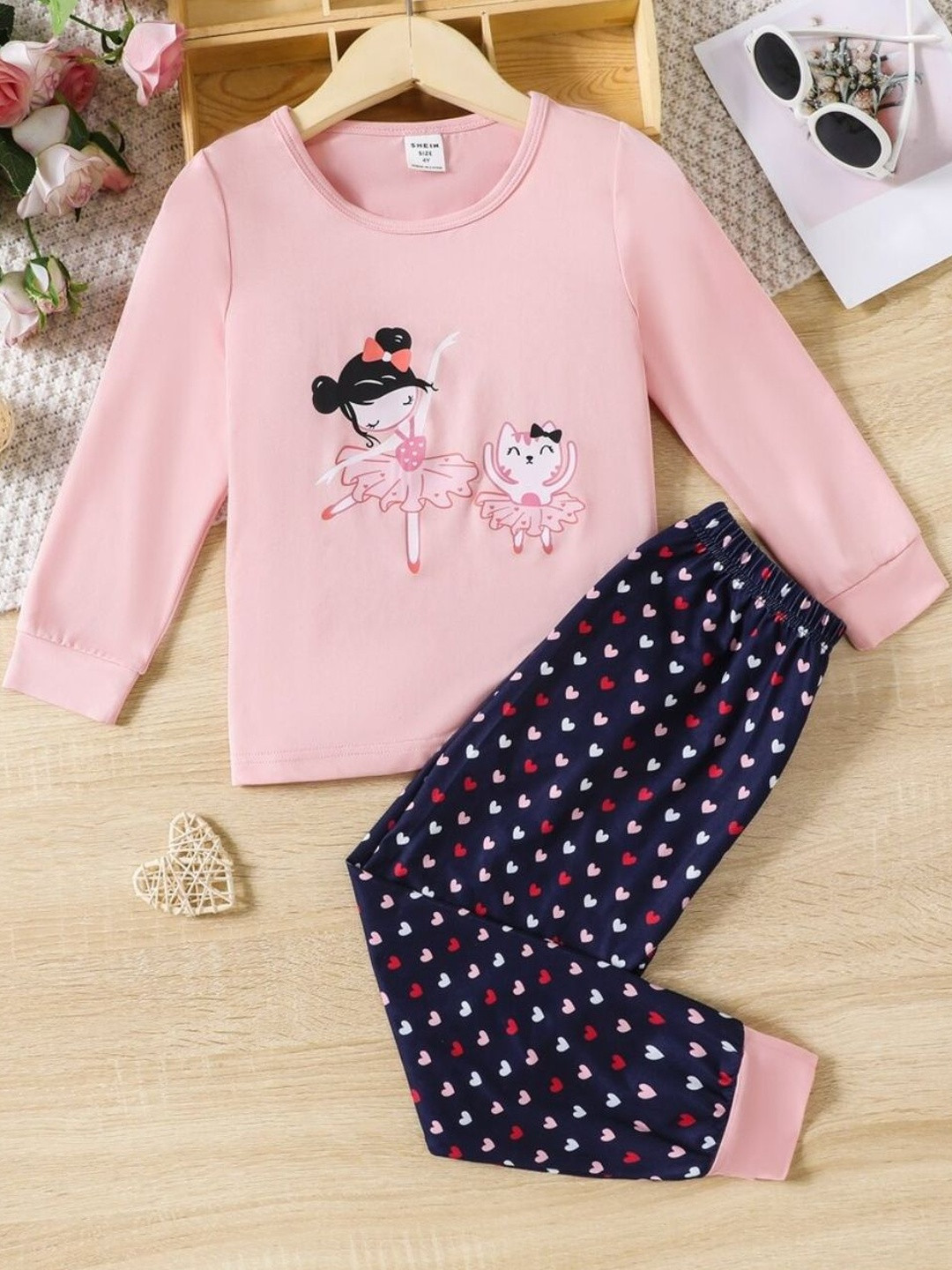 KIDNIP Girls Ballerina Printed Clothing Set