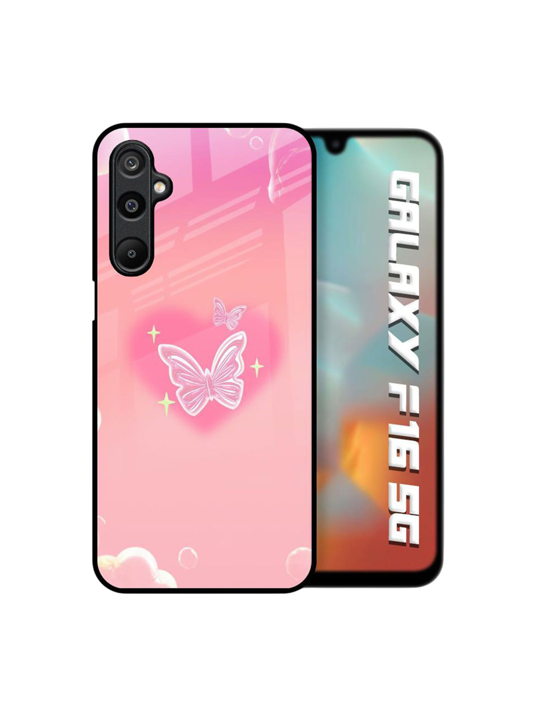 QRIOH Fluttering Bliss Glass Case for Samsung Galaxy F16 5G