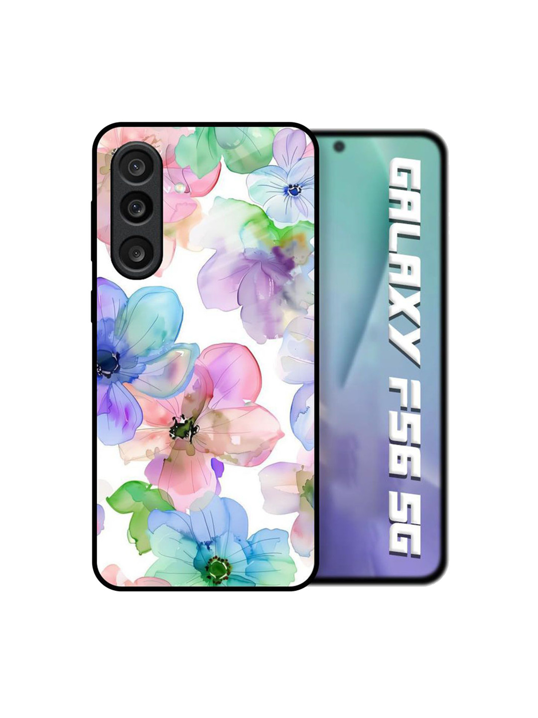 QRIOH Wildflower Haze Floral Print Samsung Galaxy F56 5G Glass Back Case Mobile Accessorie