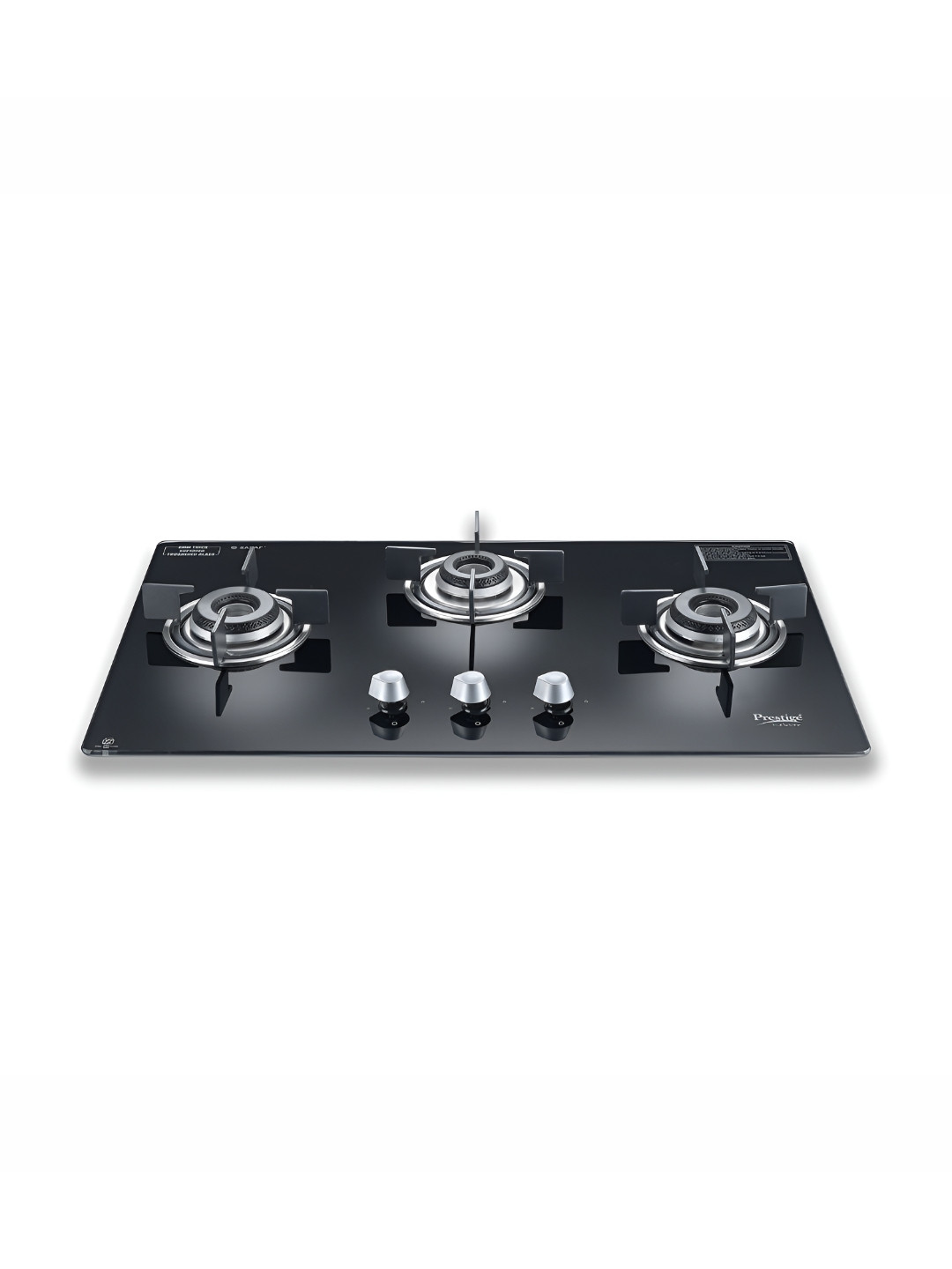 Prestige Marvella Hob Black & Grey Glass 3 Burners Auto Ignition Gas Stove