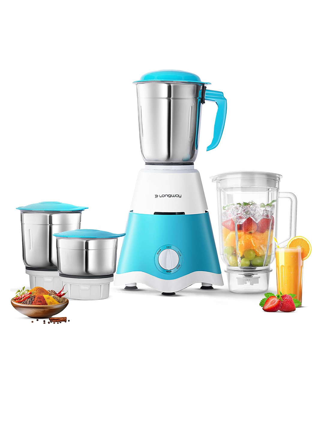 Longway Blue 2025 Plastic Wet And Dry Grinder With Juicer Juicer Mixer Grinder