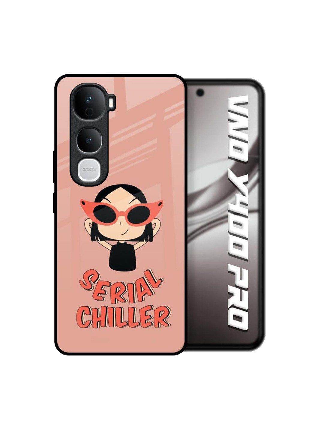 QRIOH Chilling Girl Printed Vivo Y400 Pro 5G Glass Back Case Mobile Accessories