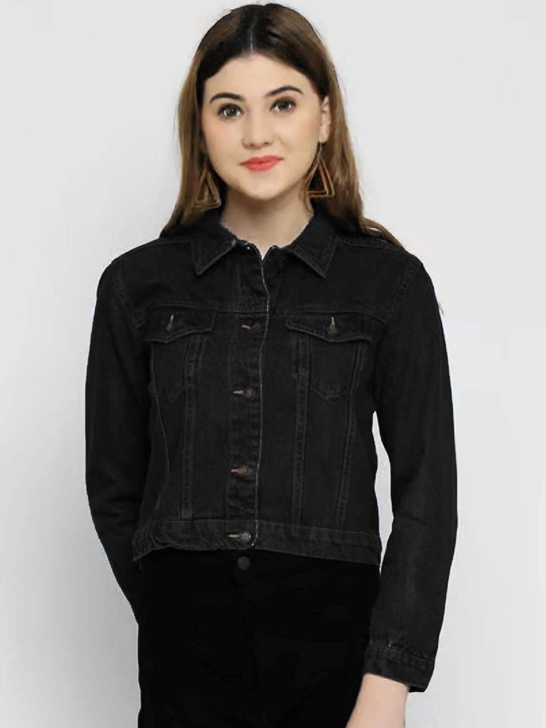 Tripursundari Fashion Lightweight Crop Cotton Denim Trucker Jacket