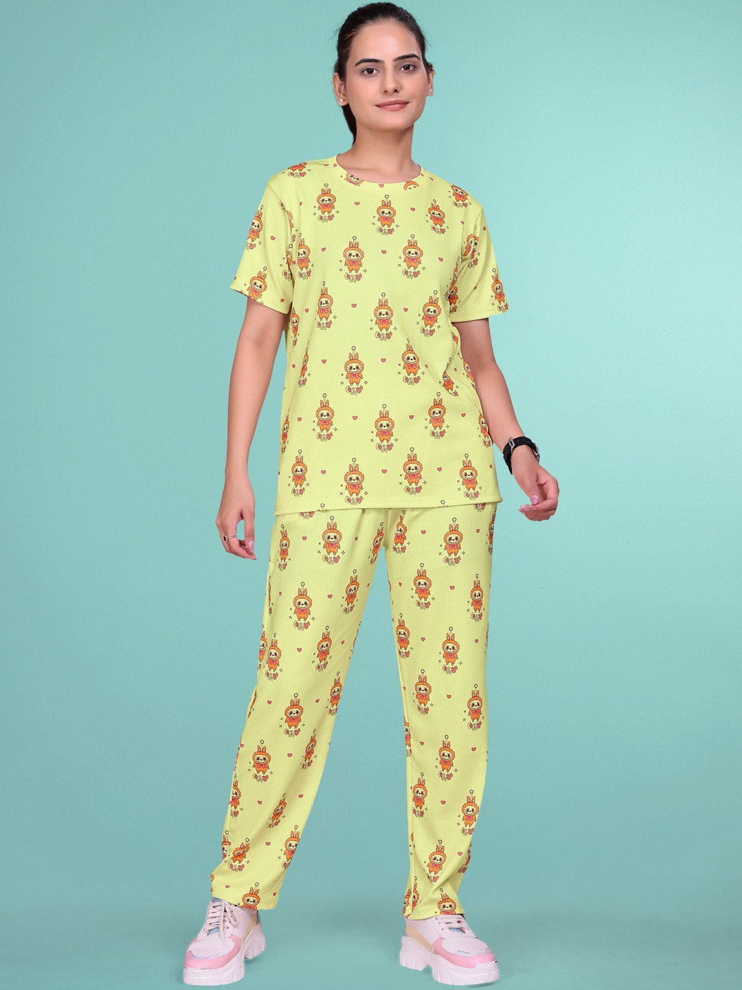 SAKARMAA Women Labubu Printed Top and Trouser