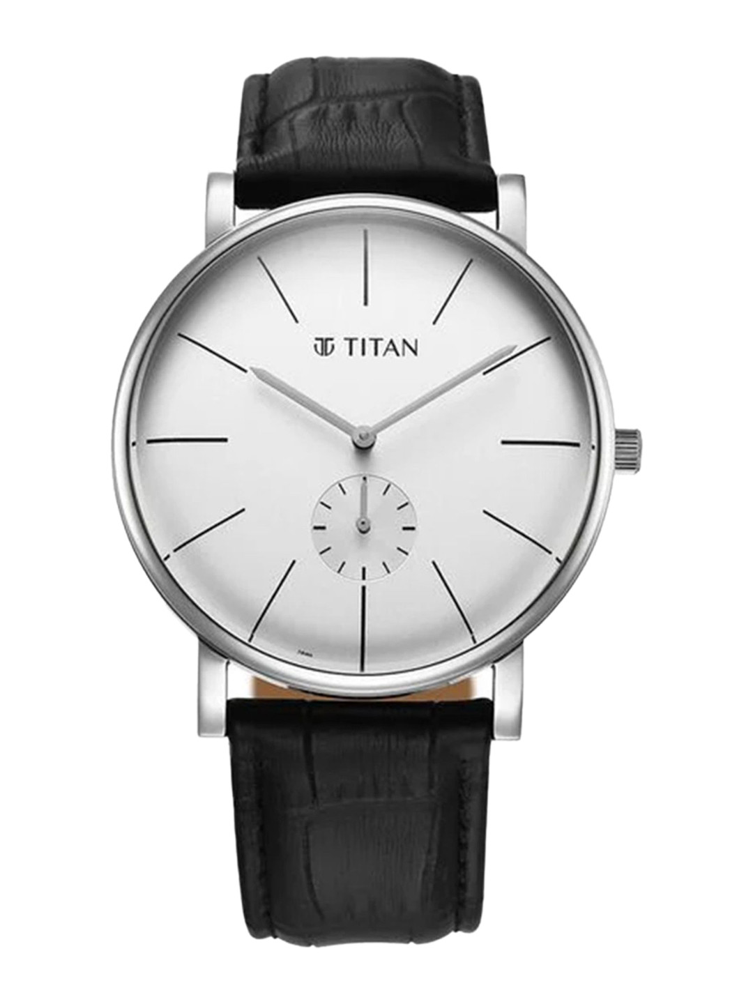 Titan Elegance Men Round Dial & Leather Straps Analogue Watch 90203SL01
