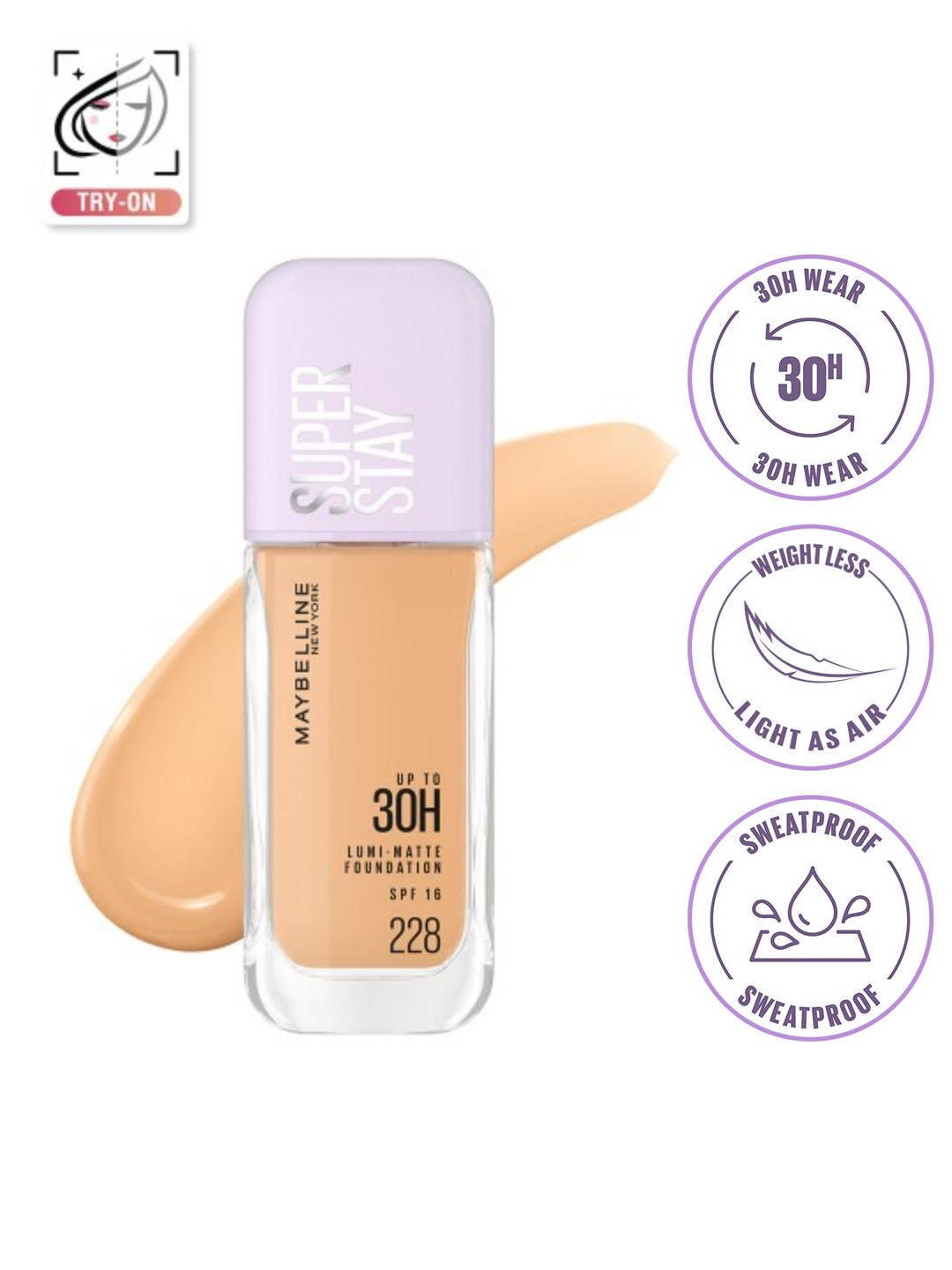 Maybelline New York 30H Longwear Super Stay Lumi-Matte Liquid Foundation 35ml - Shade 228