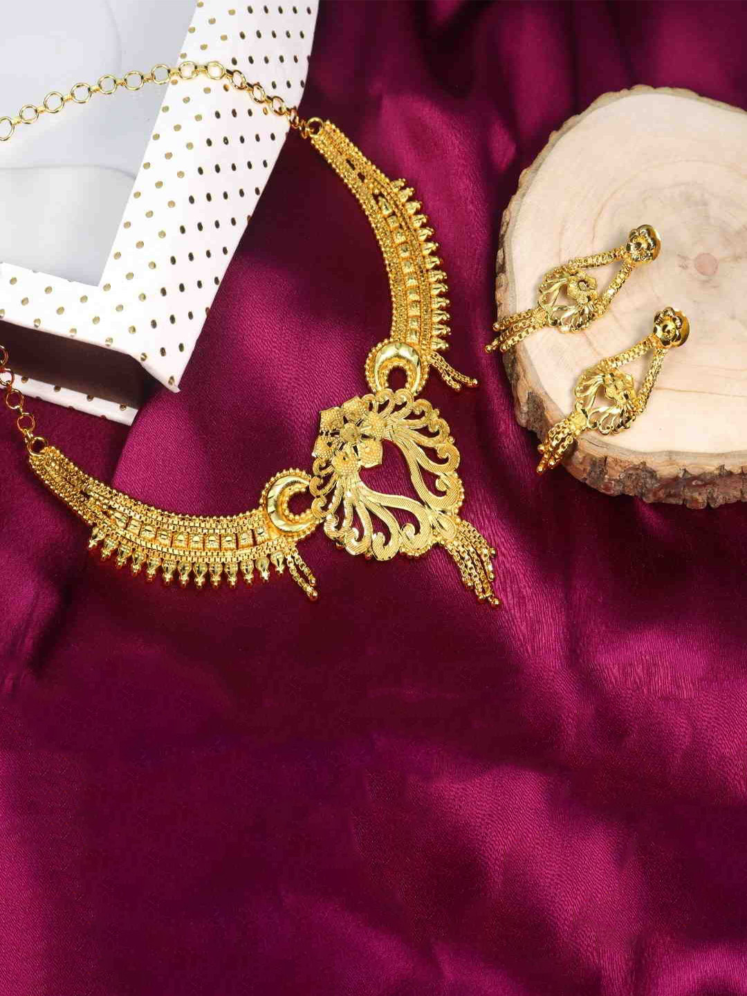 City Girl  24Ct Gold-Plated Bridal Necklace And Earrings