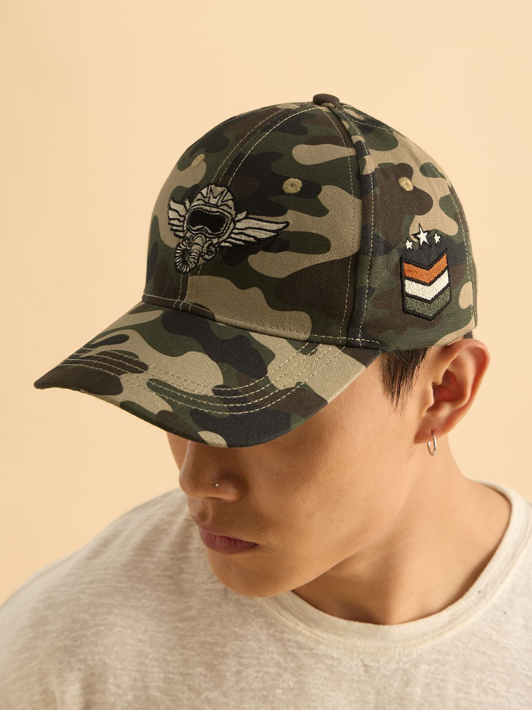 The Souled Store Men Camouflage Printed Baseball Army cap