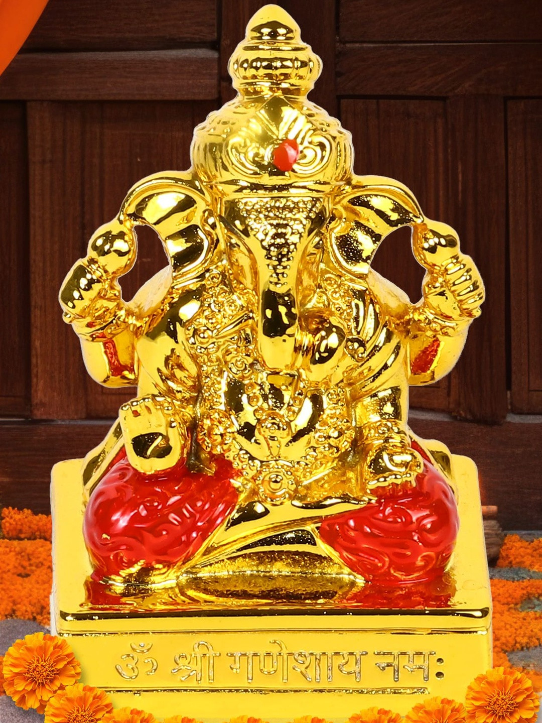 HINDCRAFT Gold-Toned Blessing Ganesha Idol