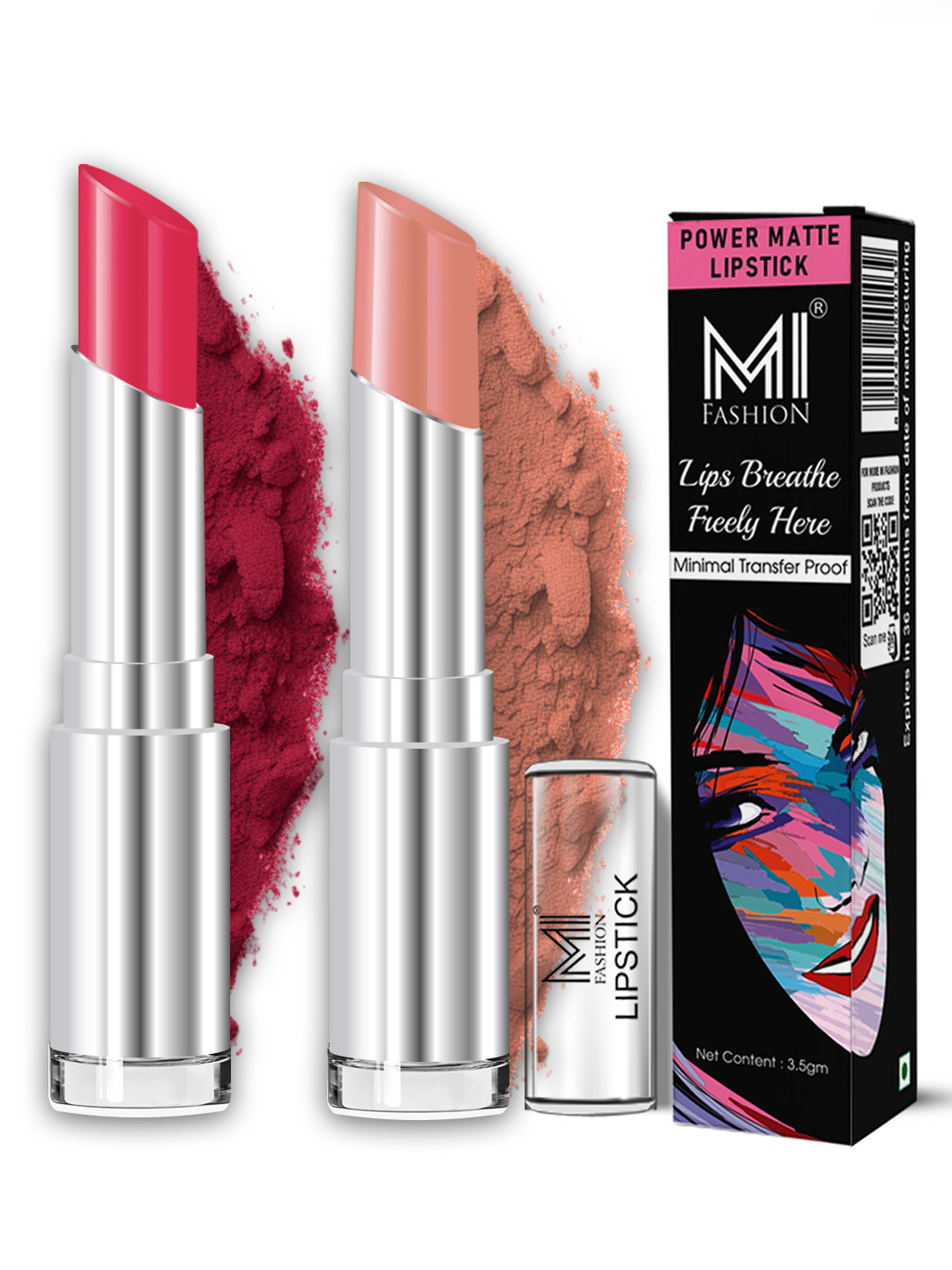 MI FASHION Set of 2 Duo Long Lasting Matte Lipstick-3.5g Each
