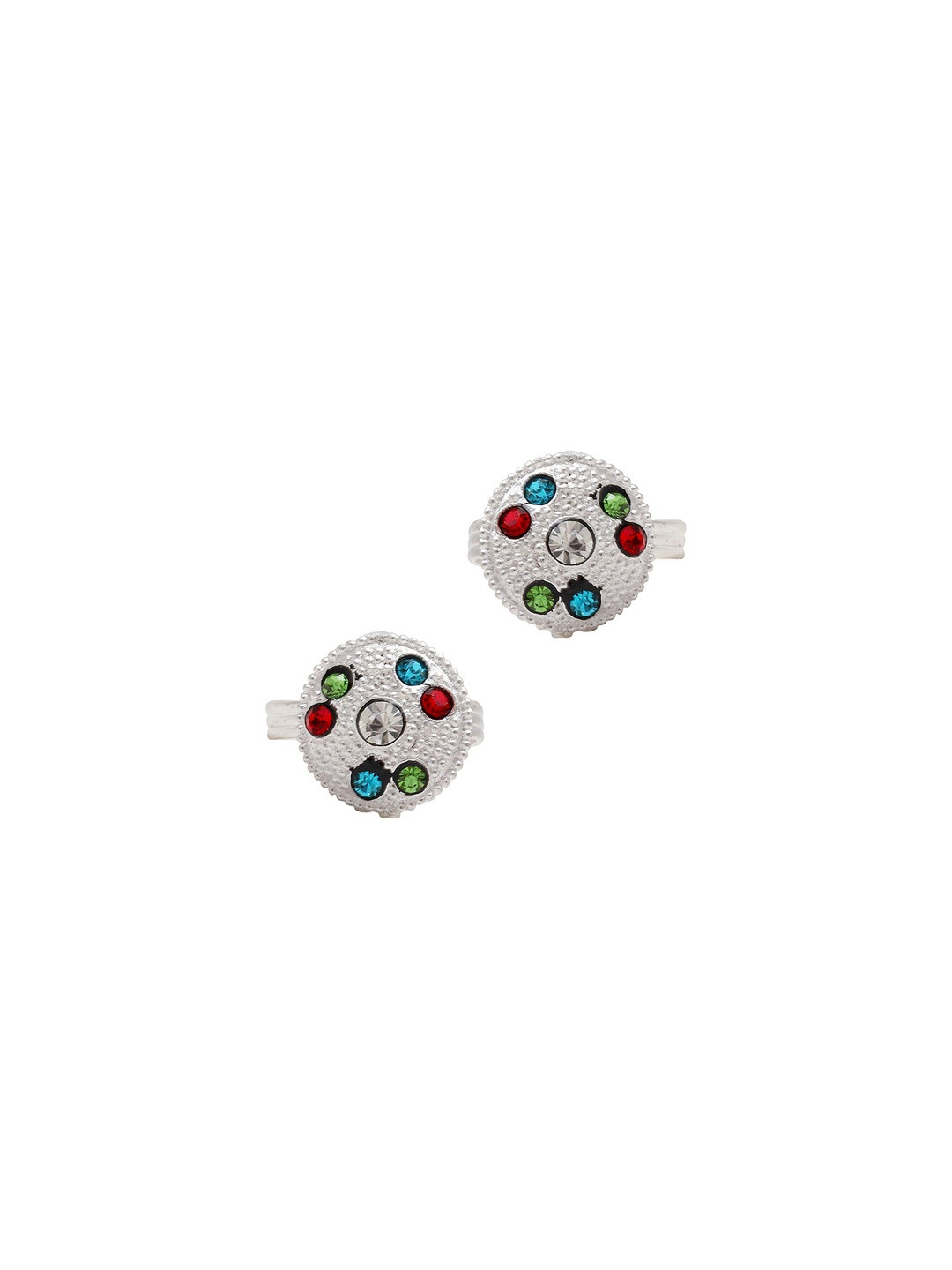 Missmister Women Silver-Plated Round CZ Studded Toe Ring