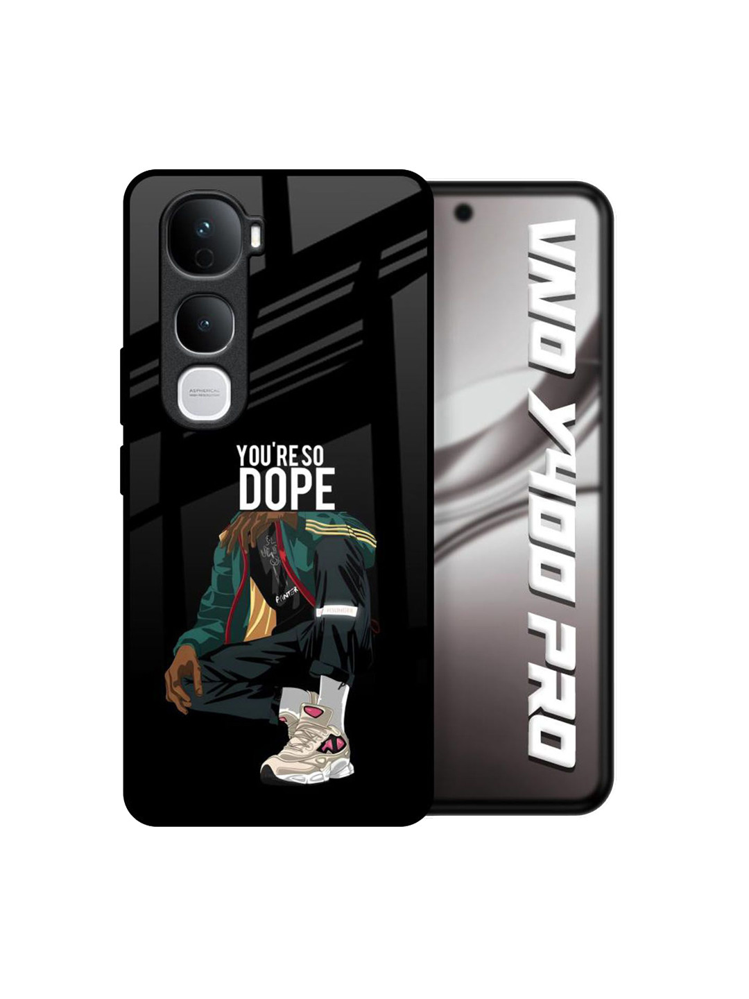 QRIOH Dope Person Printed Vivo Y400 Pro 5G Glass Back Case Mobile Accessories