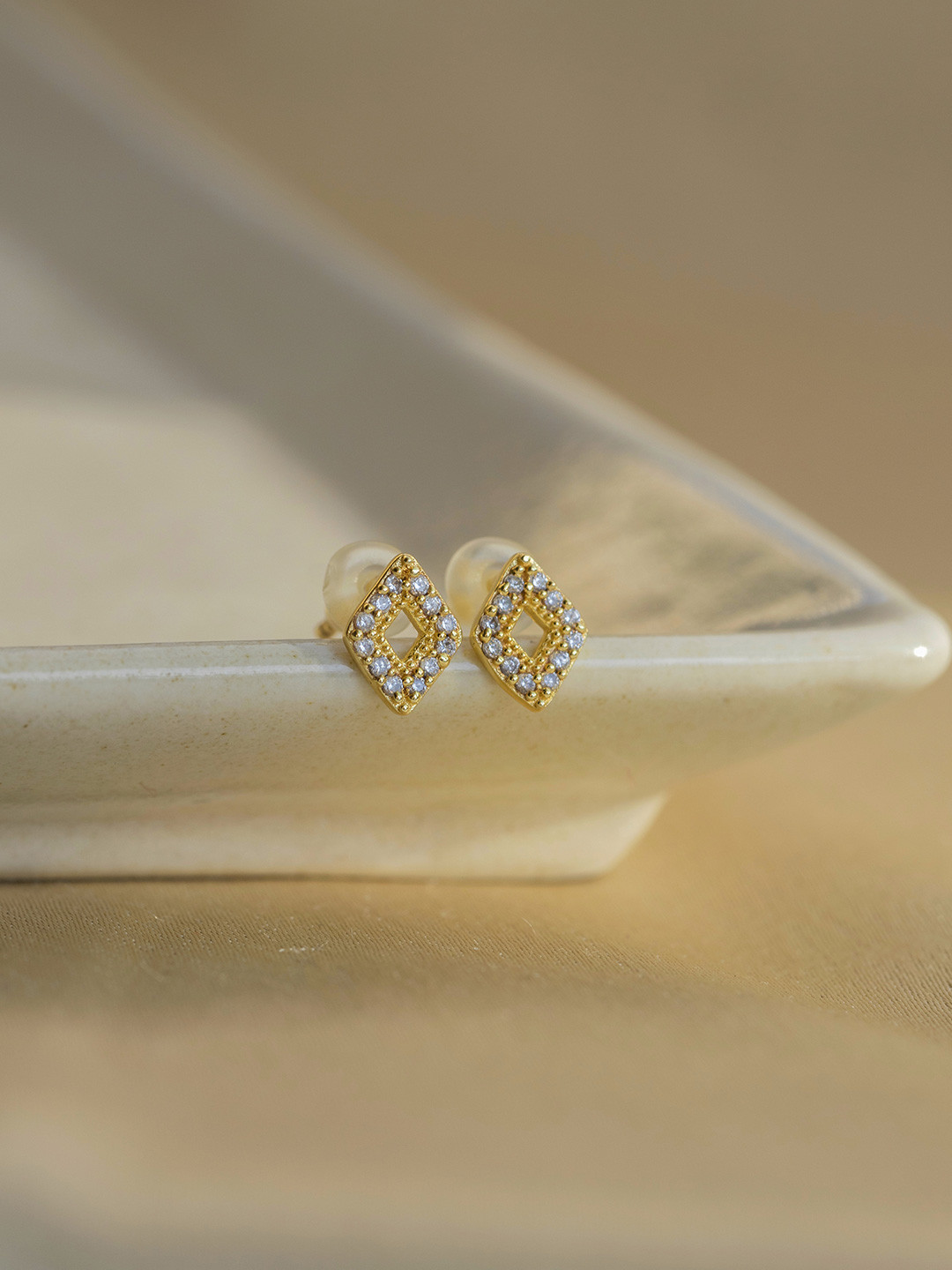 Perfectly Average Women 18K Gold Plated Diamond Shape Studs