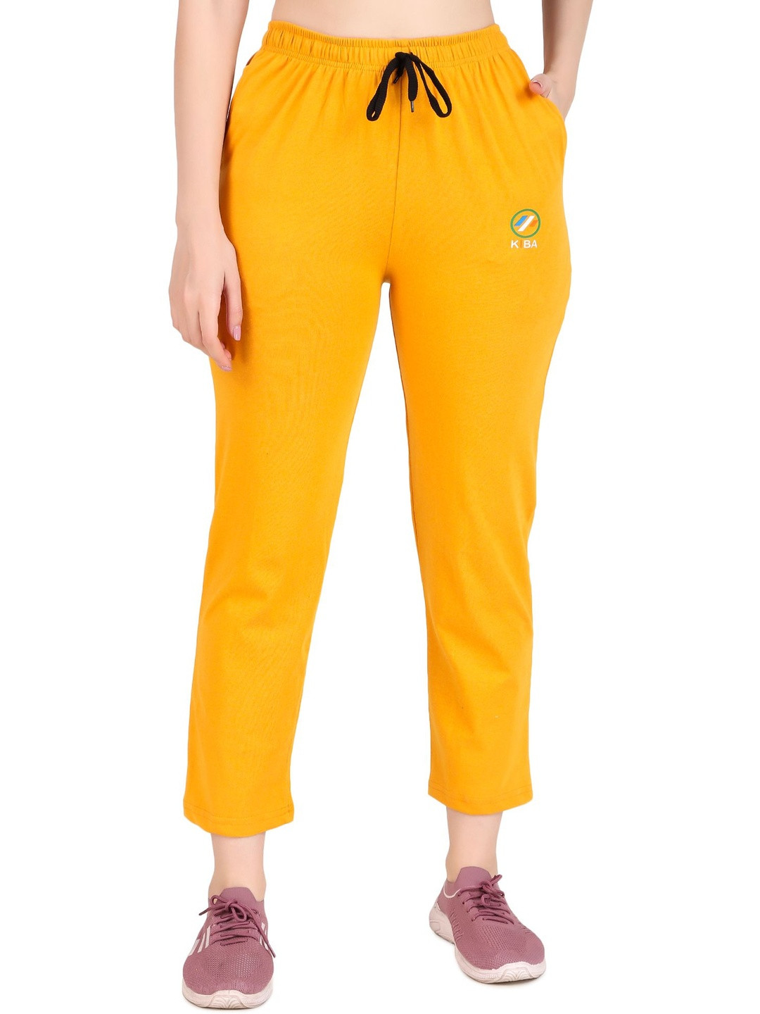 KIBA Women Yellow Regular Fit Drawstring Track Pants