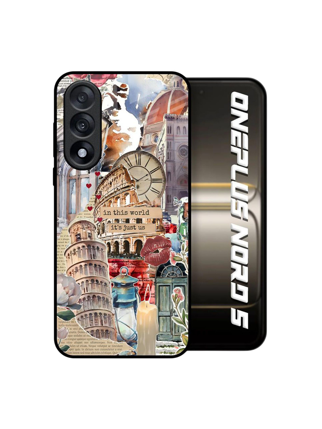 QRIOH Unisex Printed Vibes Glass Case For OnePlus Nord 5 5G Back Case Mobile Accessories