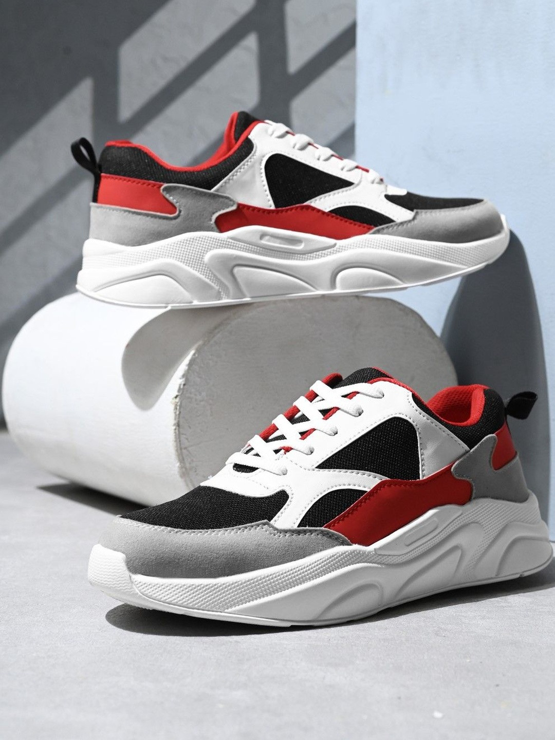 Roadster Men Red Round Toe Comfort Insole Chunky Casual Lace-Ups Sneakers