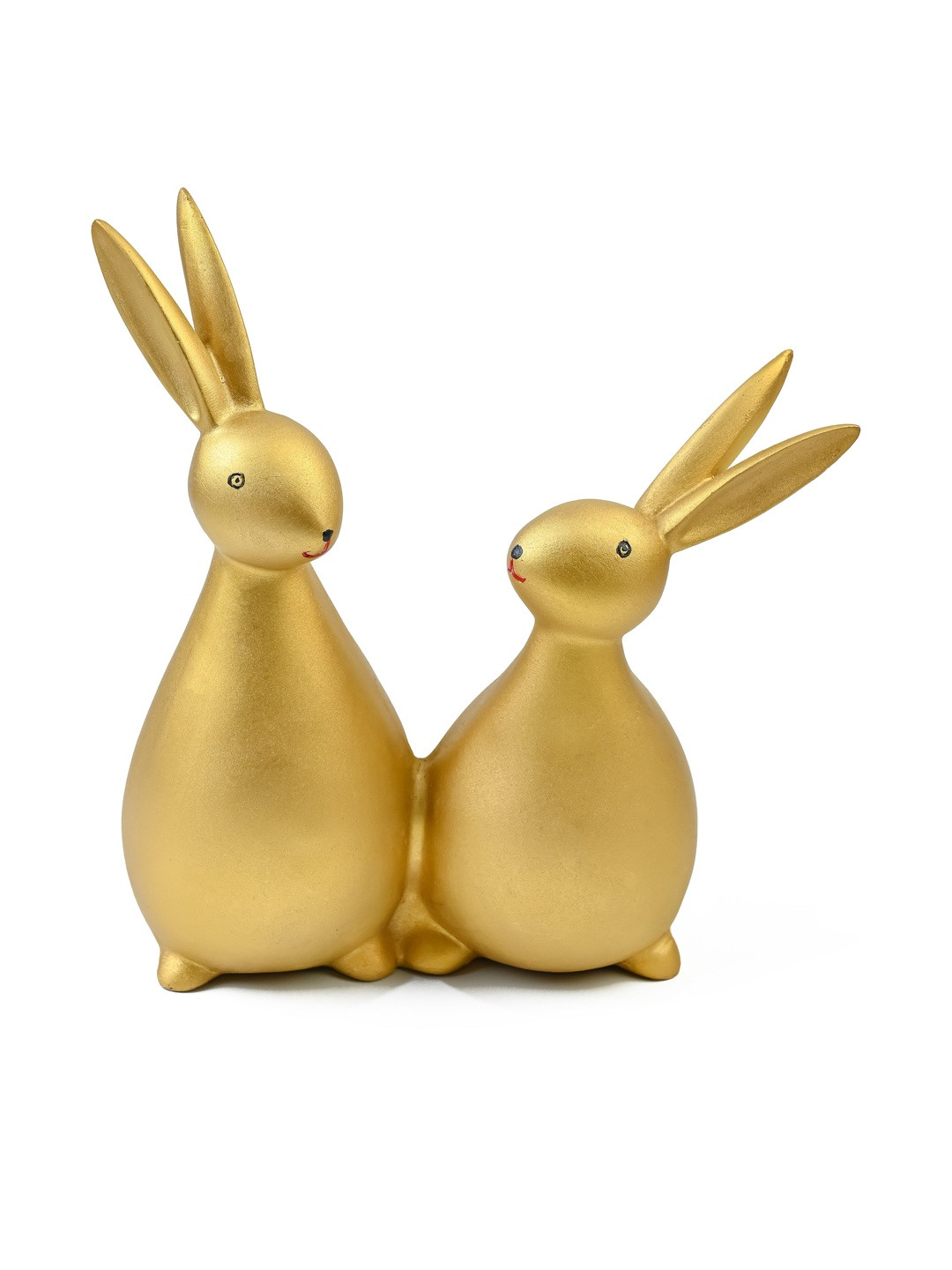 HINDCRAFT Gold-Toned Golden Rabbit Pair Figurines Showpiece