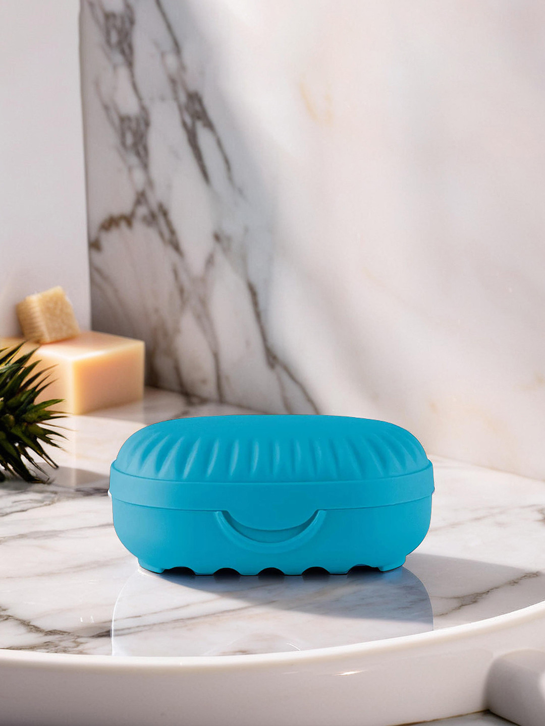 Kuber Industries Blue Self Draining Soap Box