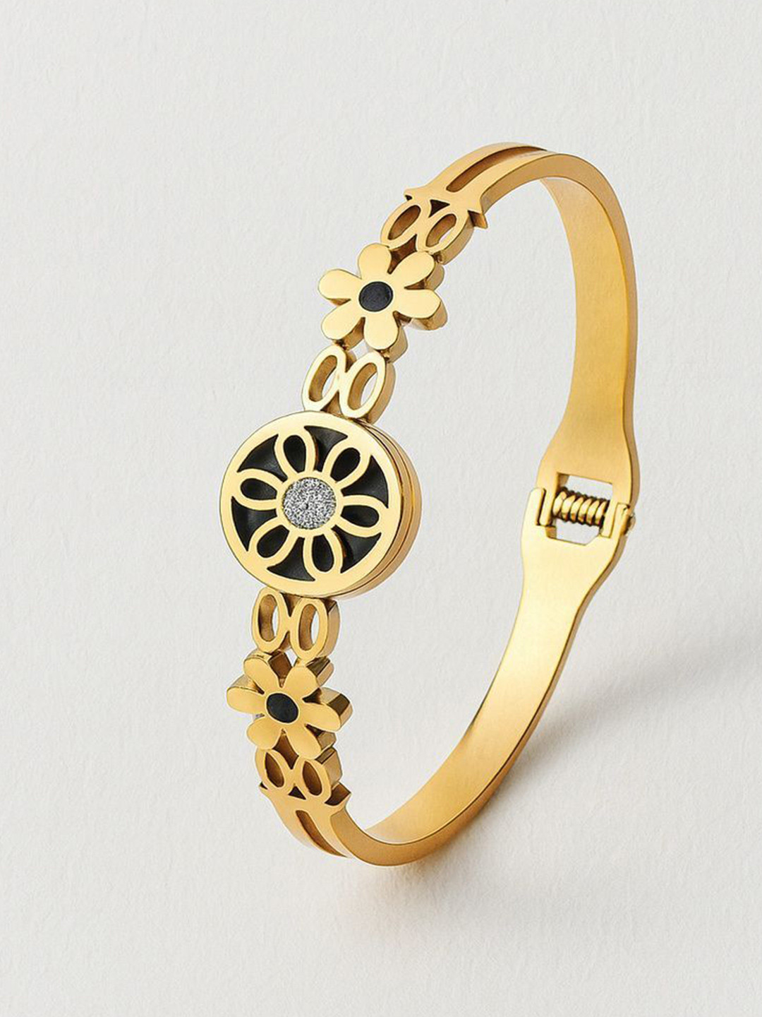 Radhe Creation Jeweler Gold-Plated Artificial Stones Studded Bangle-Style Bracelet