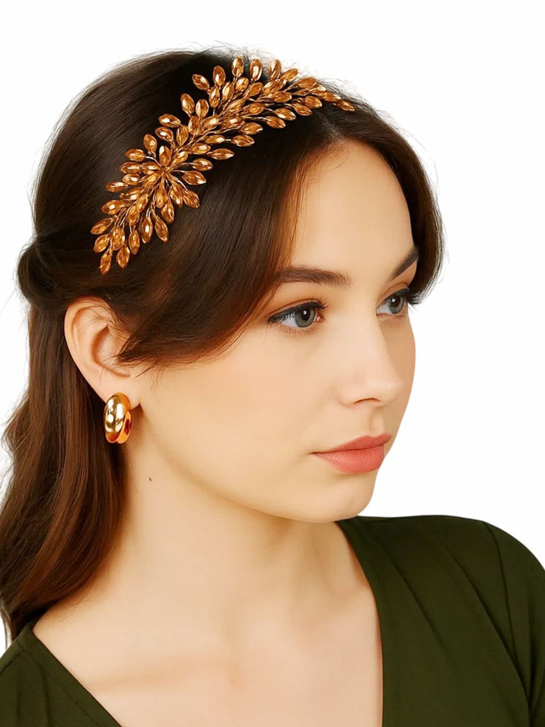 SAMYAK Women Leaf Beaded Hair Accessory Set