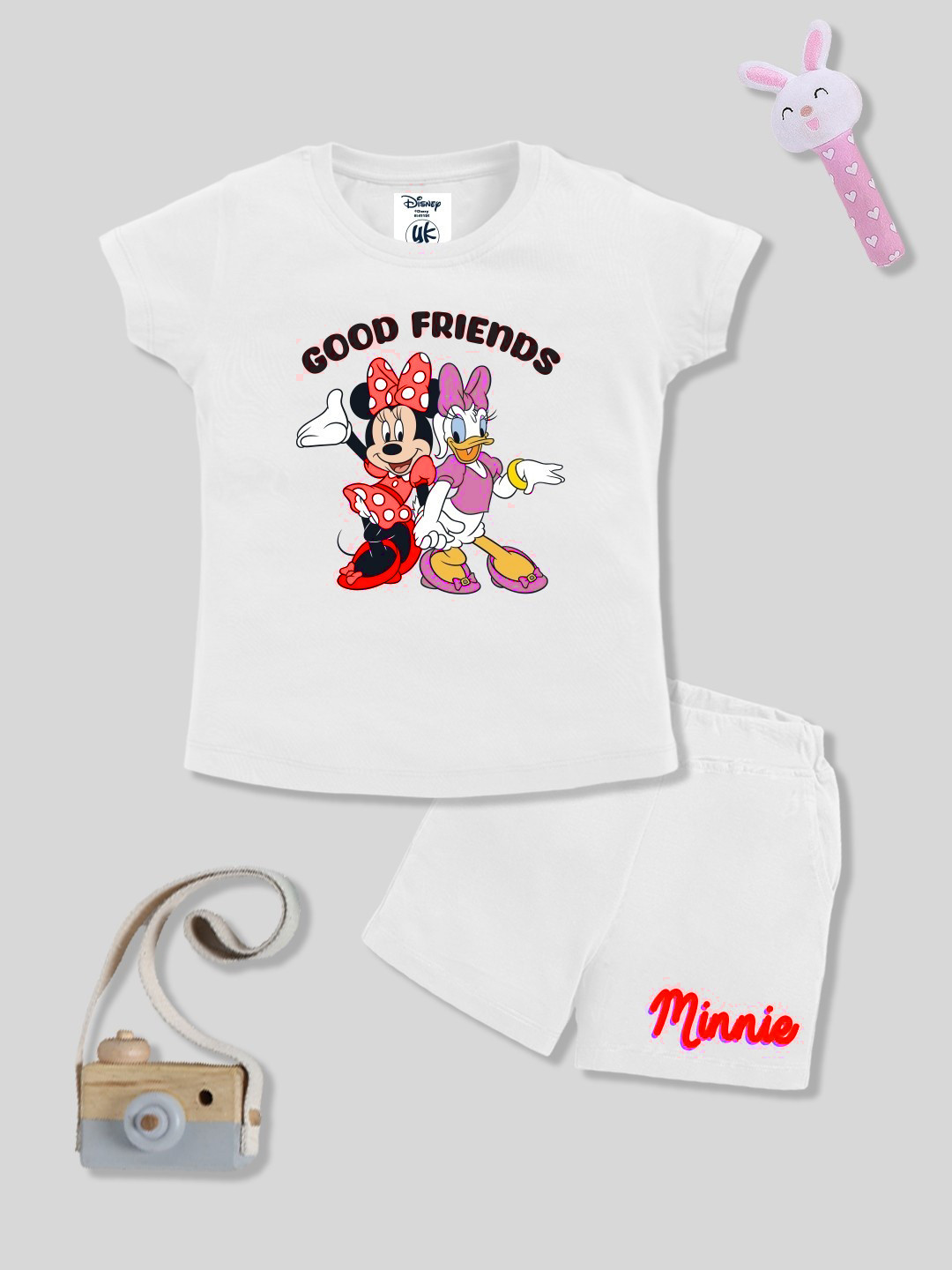 YK Disney Girls Minnie & Daisy Printed T-shirt with Shorts