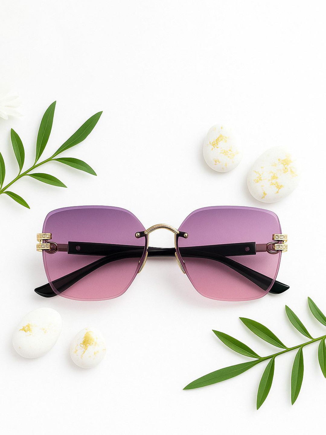 Leeway Unisex Square Sunglasses with UV Protected Lens LW-TF-2007-2-DARKPINK-1