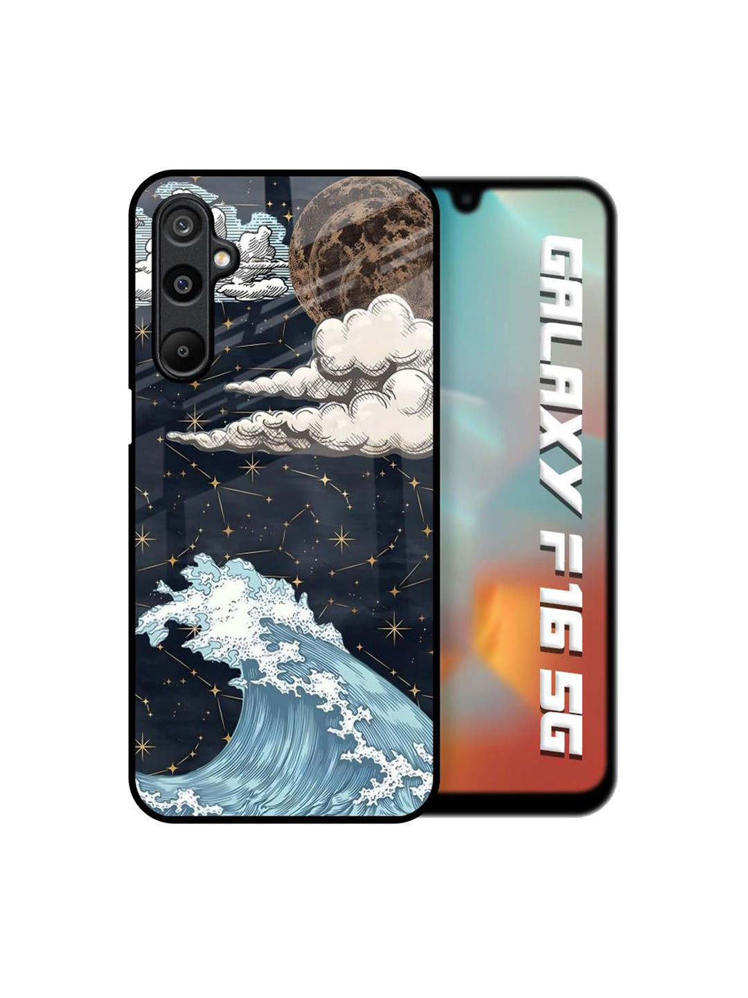 QRIOH High Tides Printed Samsung Galaxy F16 5G Glass Back Case Mobile Accessories
